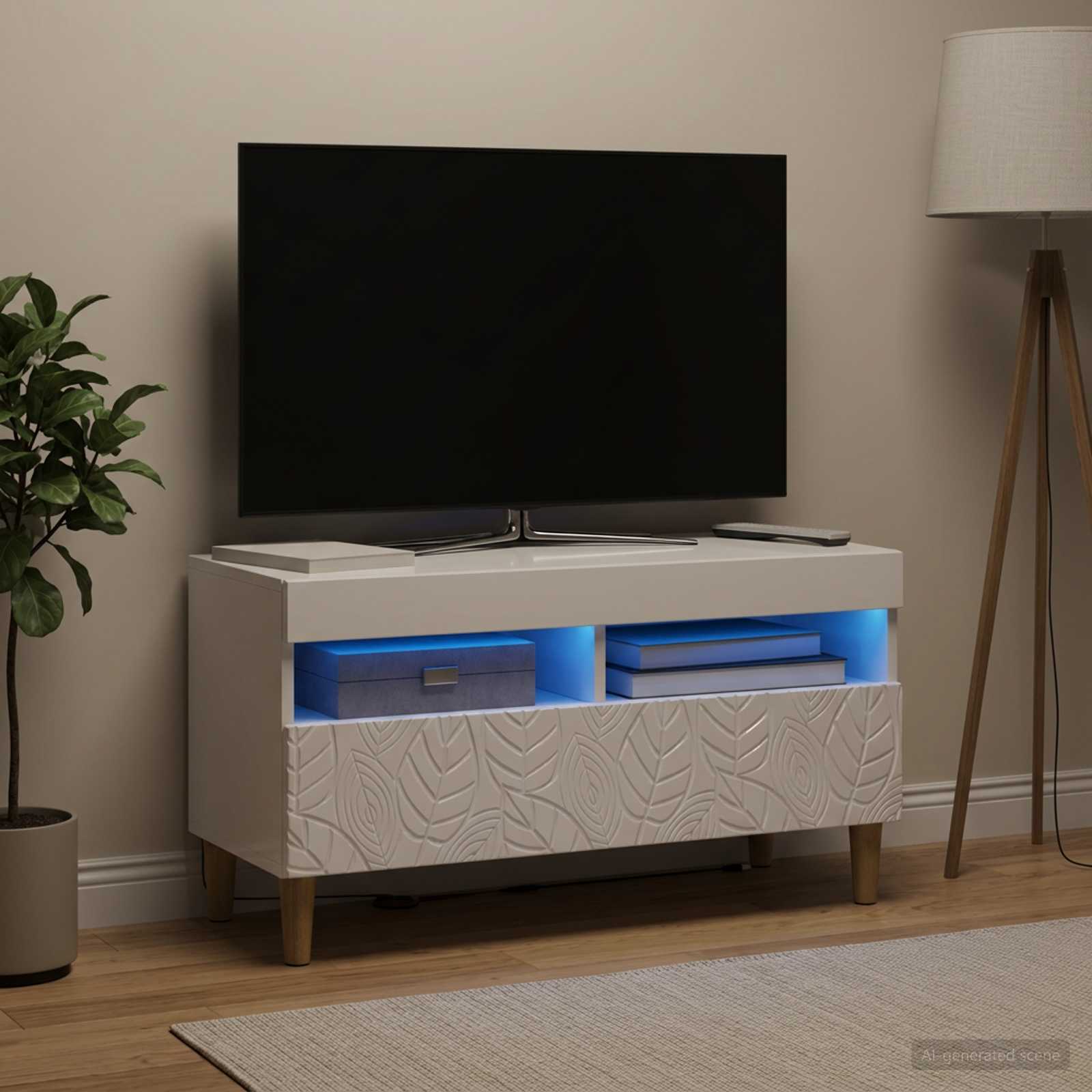 LED-TV-Schrank Hochglanz Weiß Holzwerkstoff