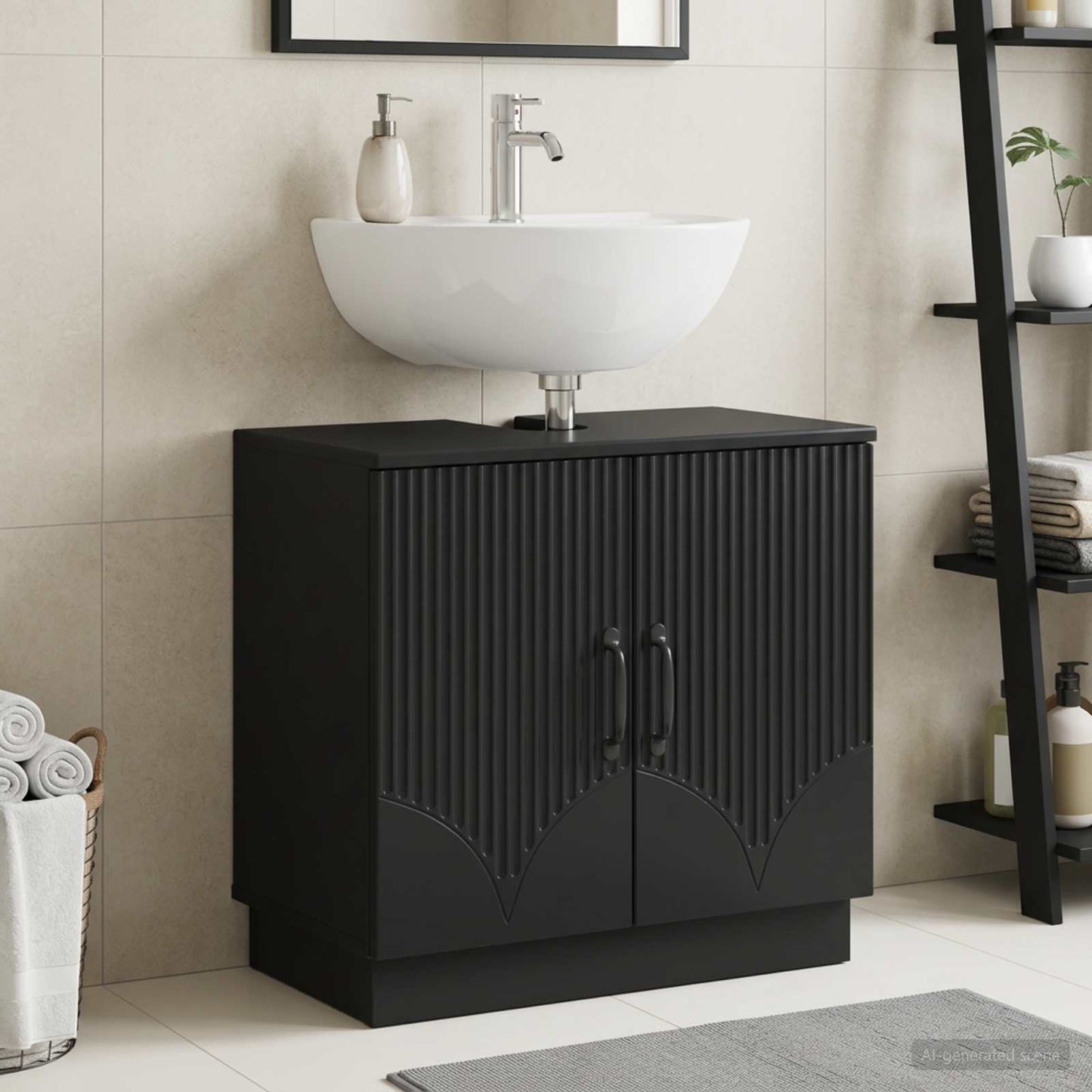 Waschbeckenschrank HOORN Schwarz 59,5 x 31,5 x 56 cm