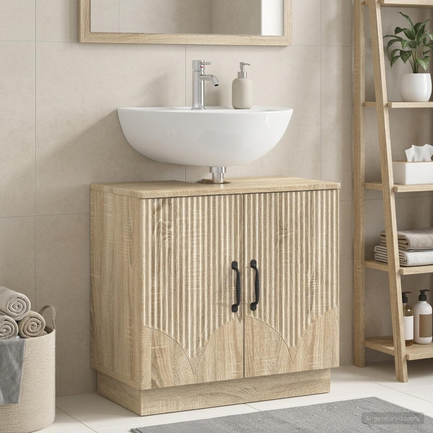 Waschbeckenschrank HOORN Sonoma-Eiche 59,5 x 31,5 x 56 cm
