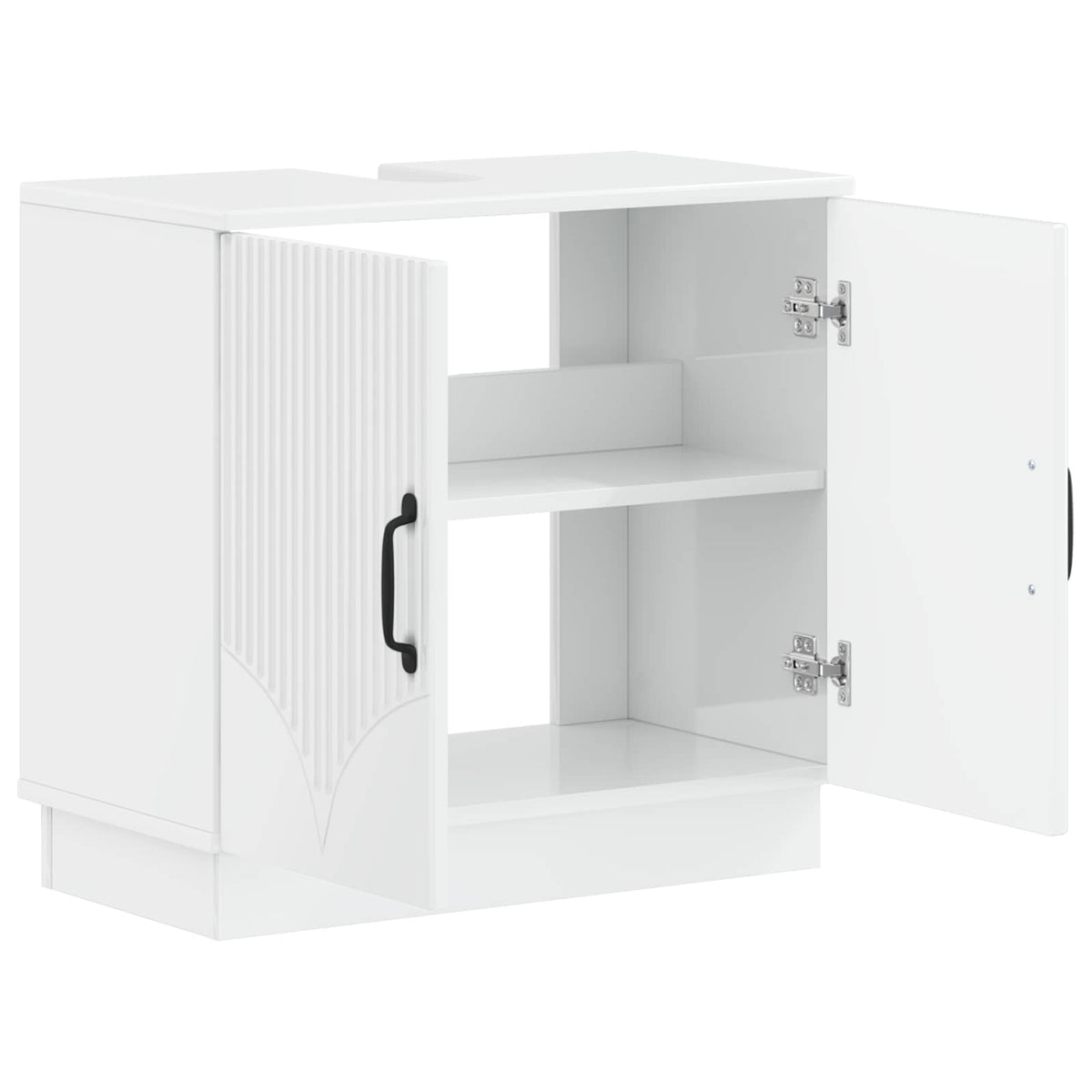 Waschbeckenschrank HOORN Hochglanz Weiß 59,5 x 31,5 x 56 cm