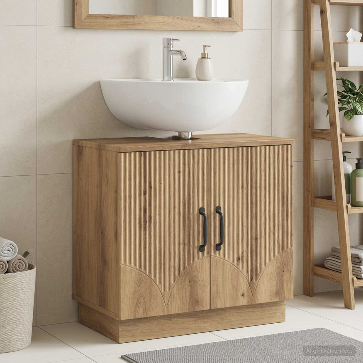 Waschbeckenschrank HOORN Artisan-Eiche 59,5 x 31,5 x 56 cm