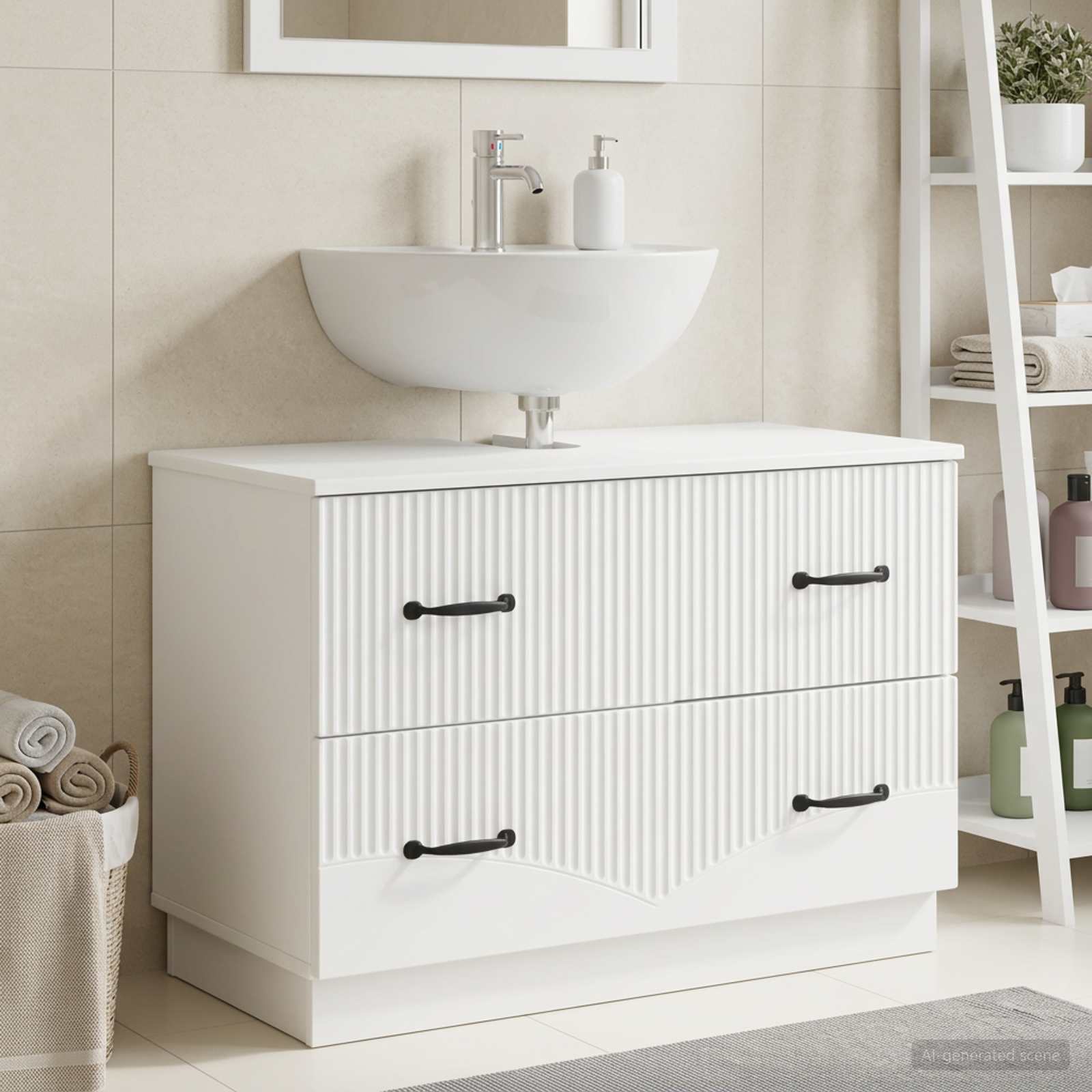Waschbeckenschrank HOORN Weiß 82 x 41 x 56 cm Holzwerkstoff