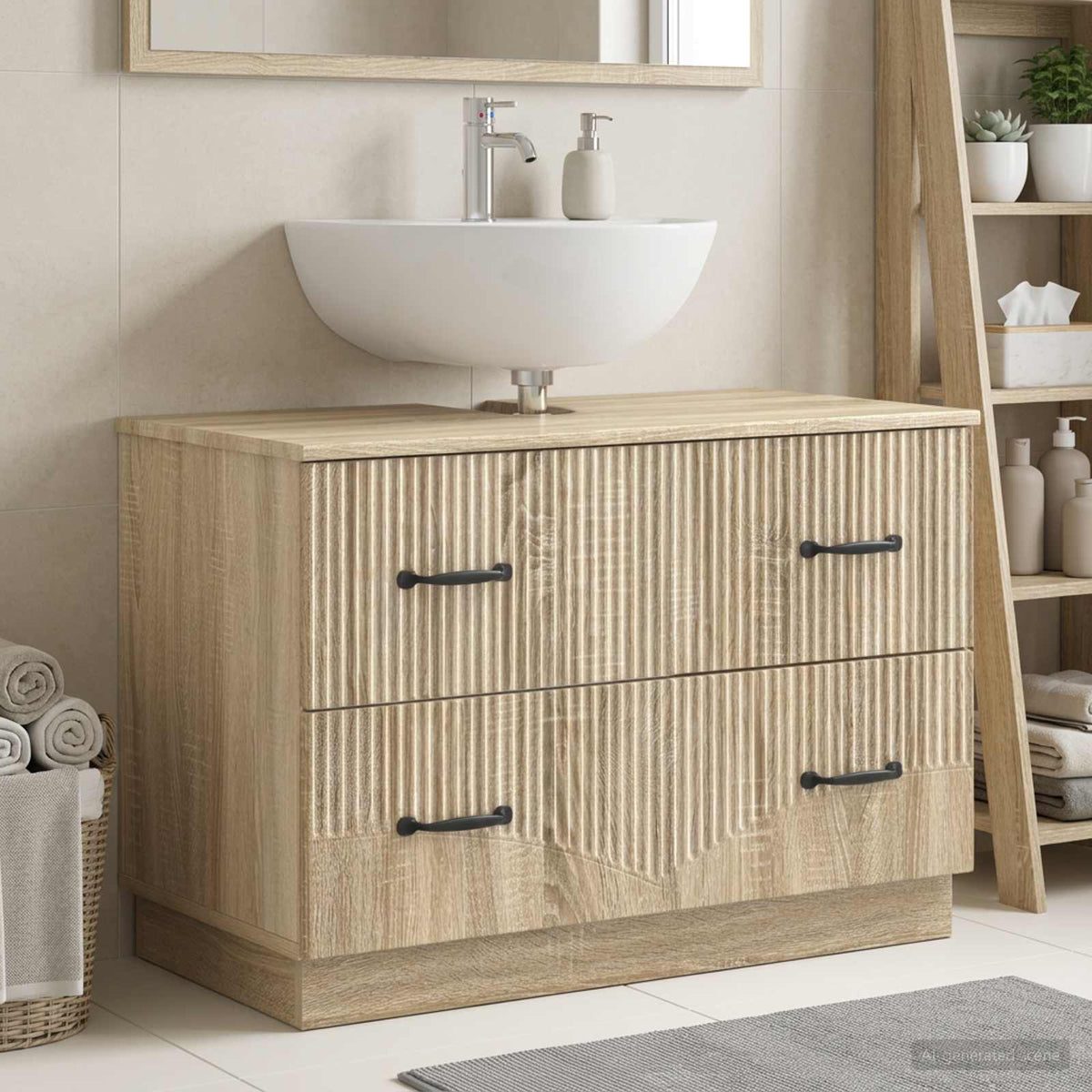 Waschbeckenschrank HOORN Sonoma-Eiche 82 x 41 x 56 cm