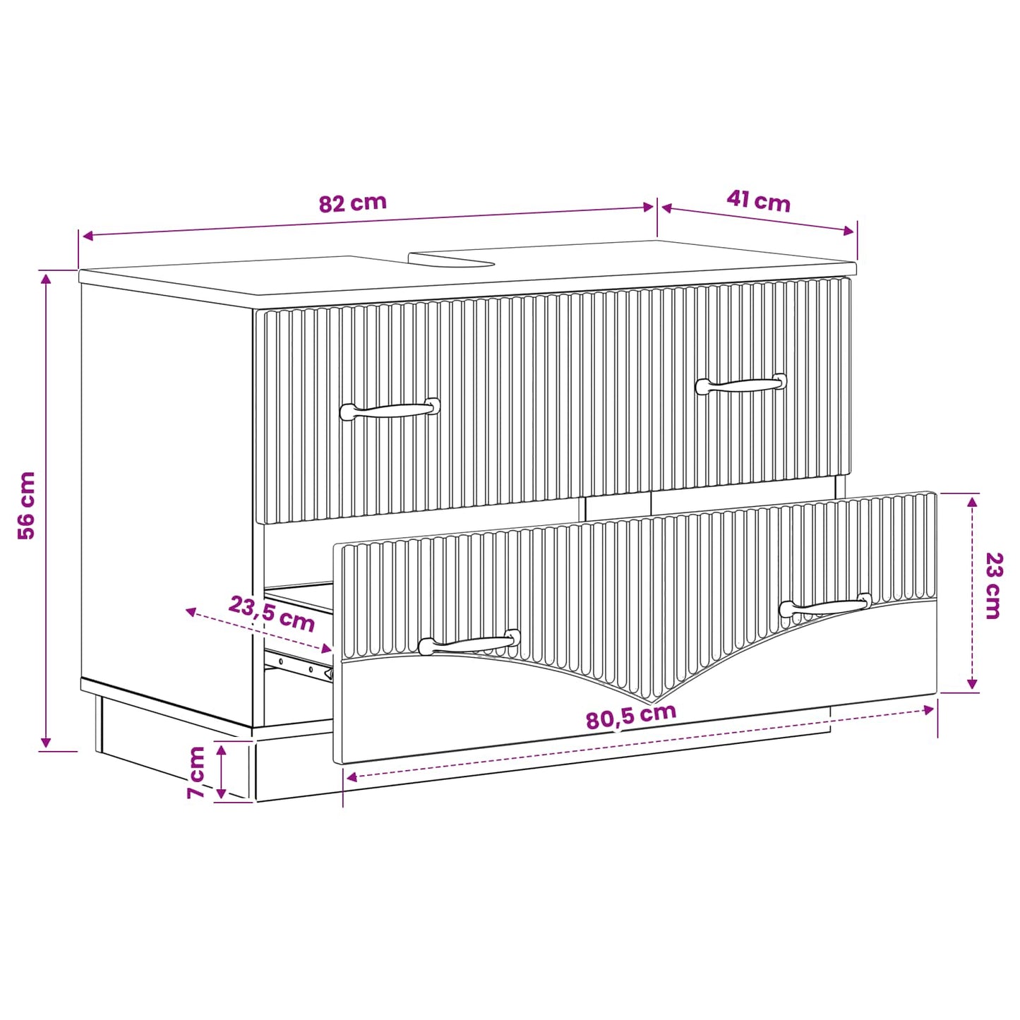 Waschbeckenschrank HOORN Sonoma-Eiche 82 x 41 x 56 cm