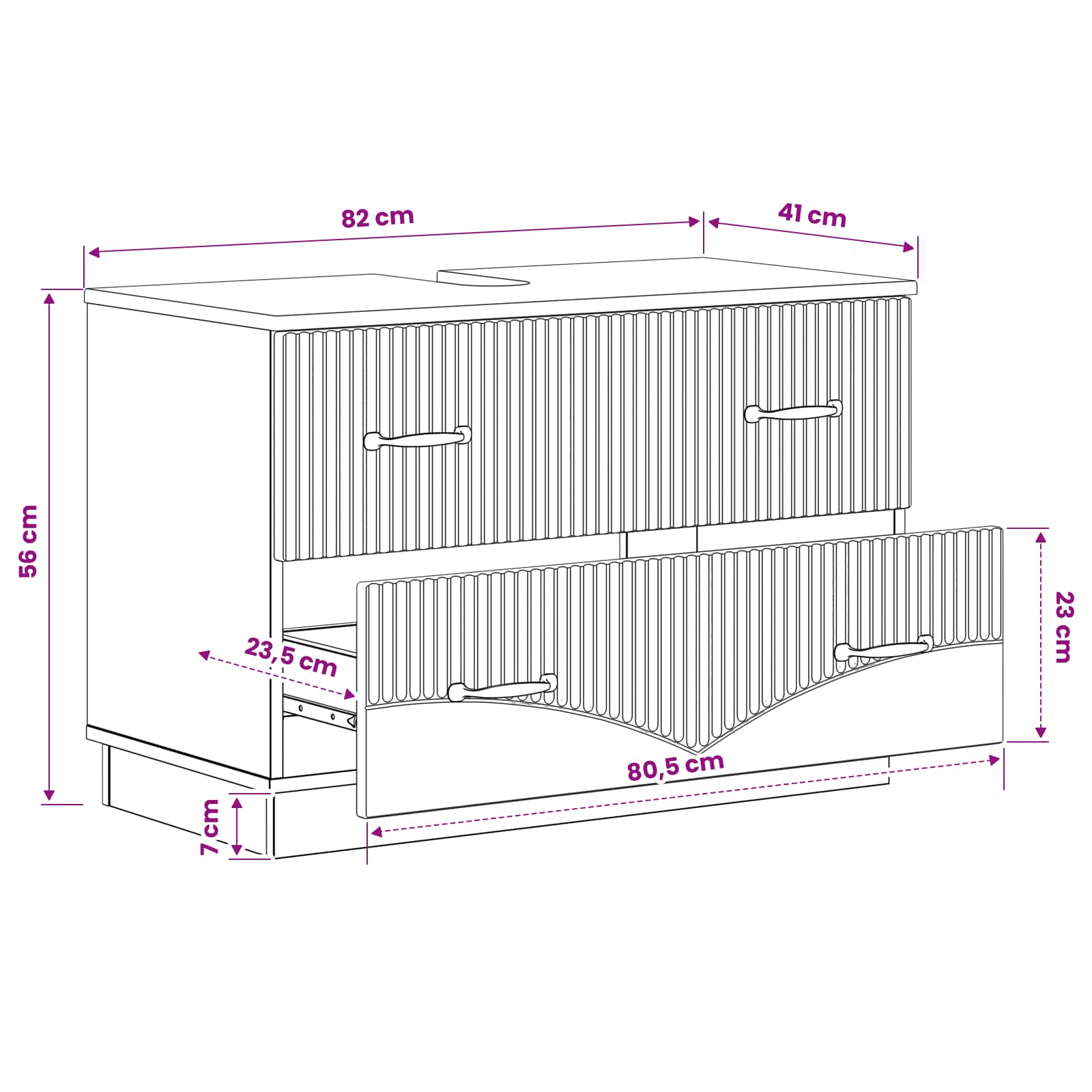Waschbeckenschrank HOORN Sonoma-Eiche 82 x 41 x 56 cm