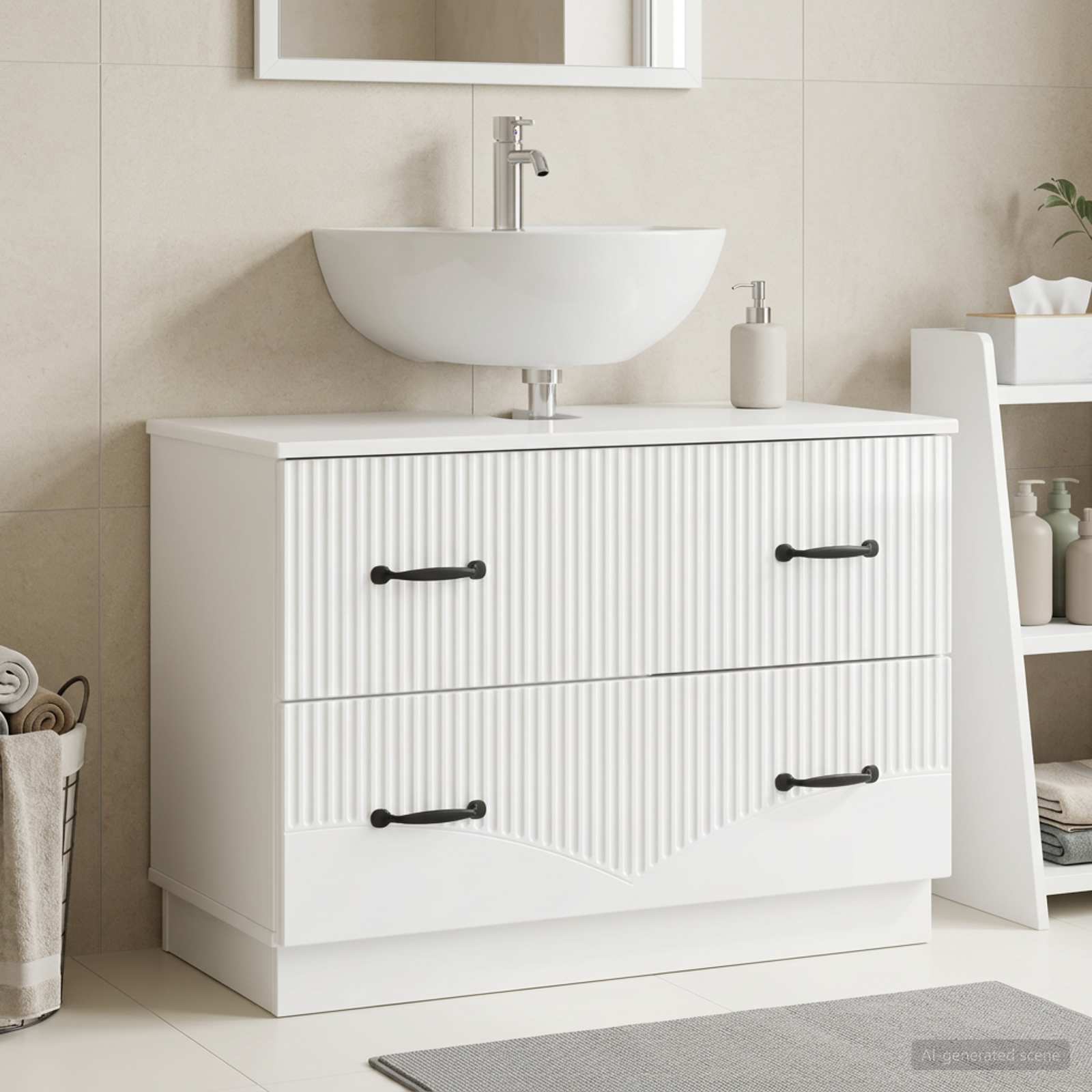 Waschbeckenschrank HOORN Hochglanz Weiß 82 x 41 x 56 cm