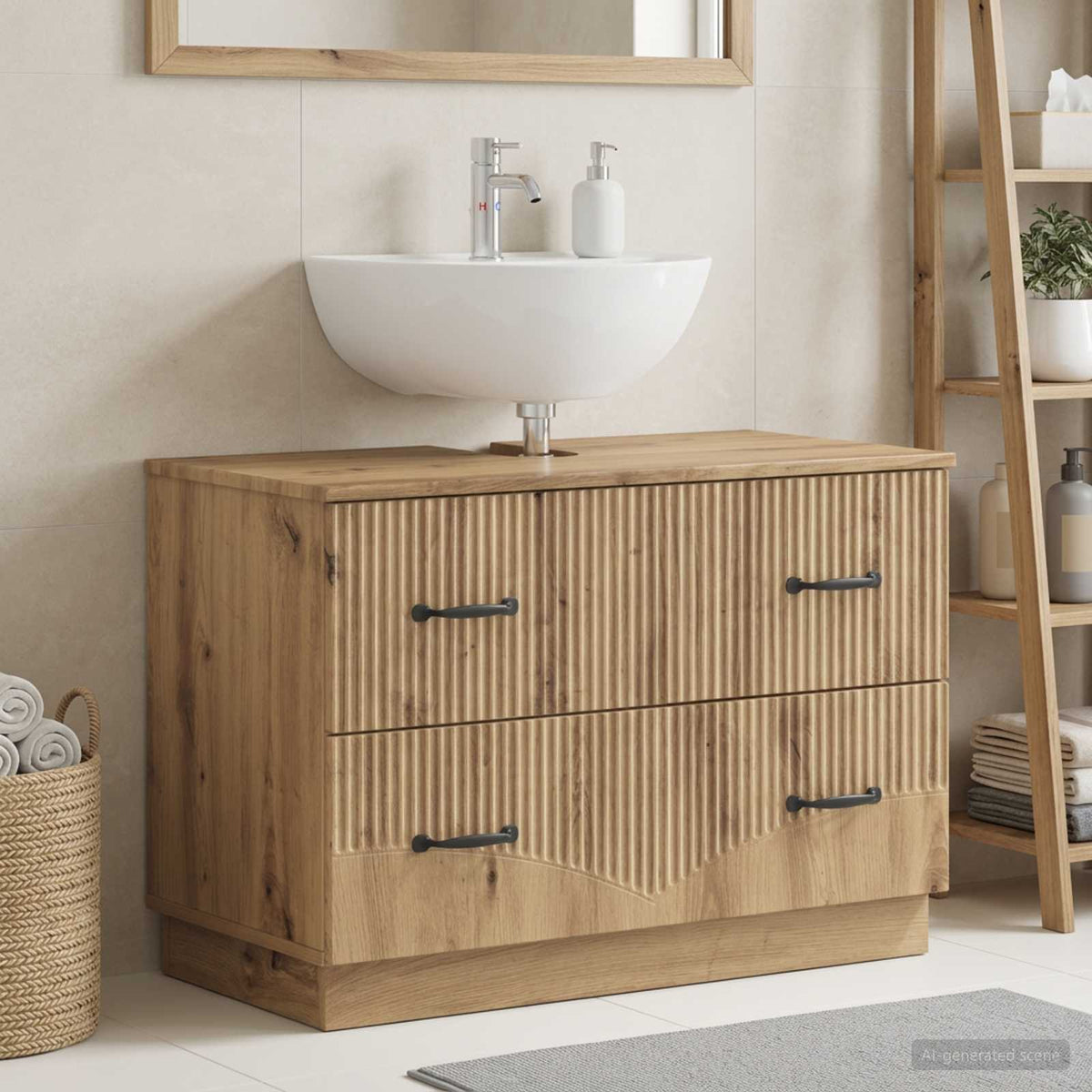 Waschbeckenschrank HOORN Artisan-Eiche 82 x 41 x 56 cm