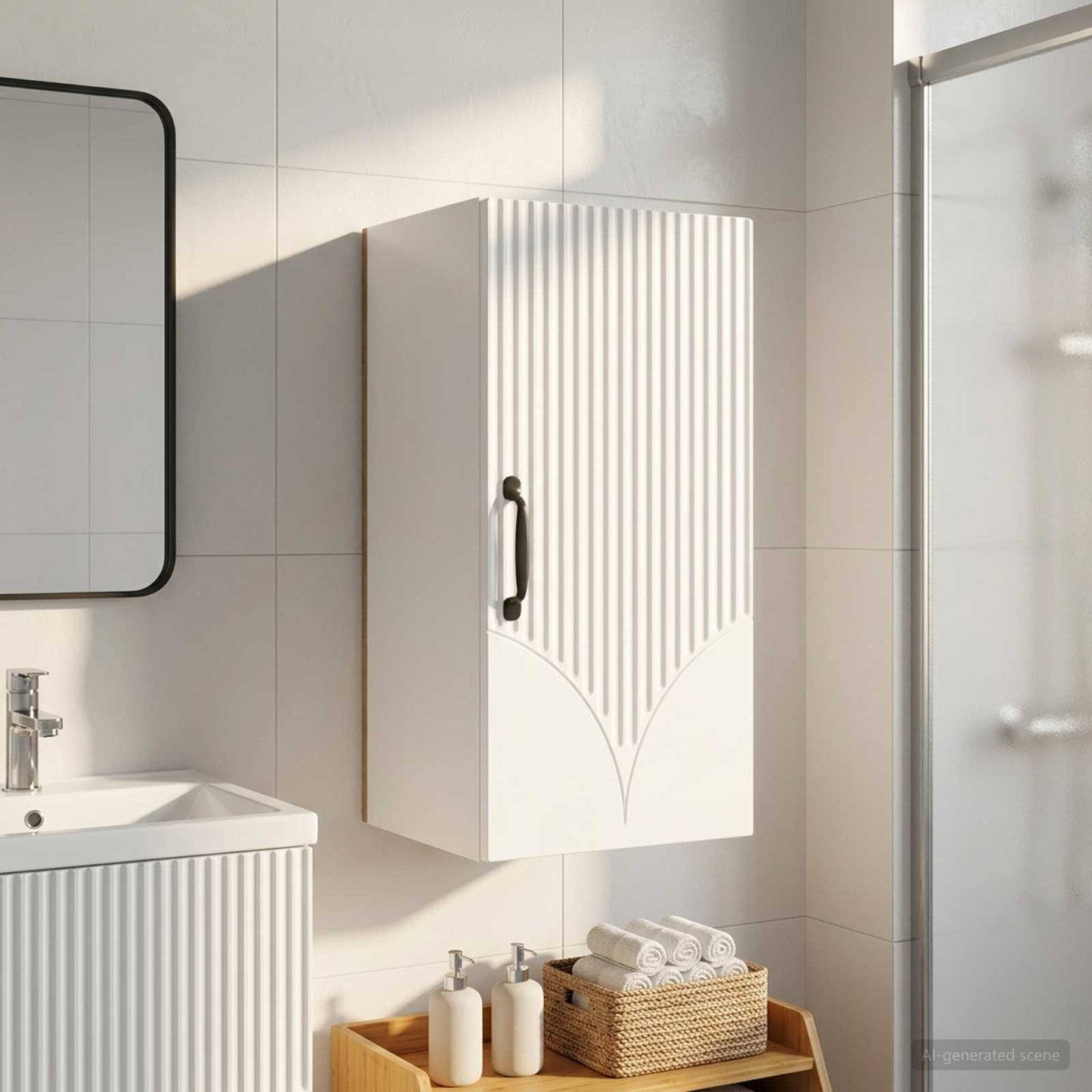 Badezimmer-Wandschrank HOORN Weiß 30 x 31 x 59 cm Holzwerkstoff