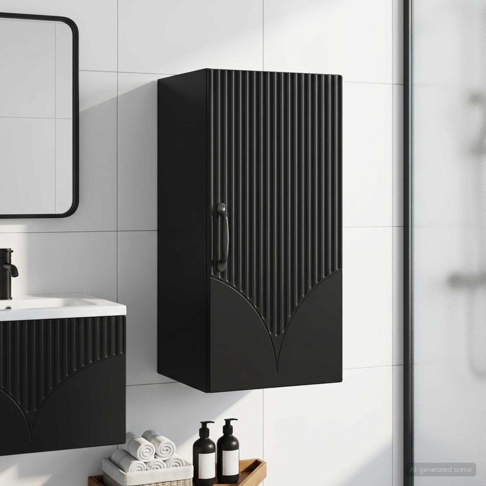 Badezimmer-Wandschrank HOORN Schwarz 30 x 31 x 59 cm