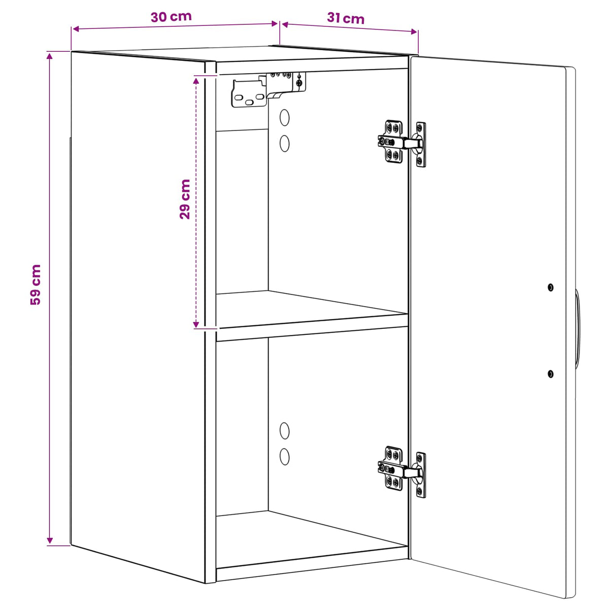 Badezimmer-Wandschrank HOORN Sonoma-Eiche 30 x 31 x 59 cm