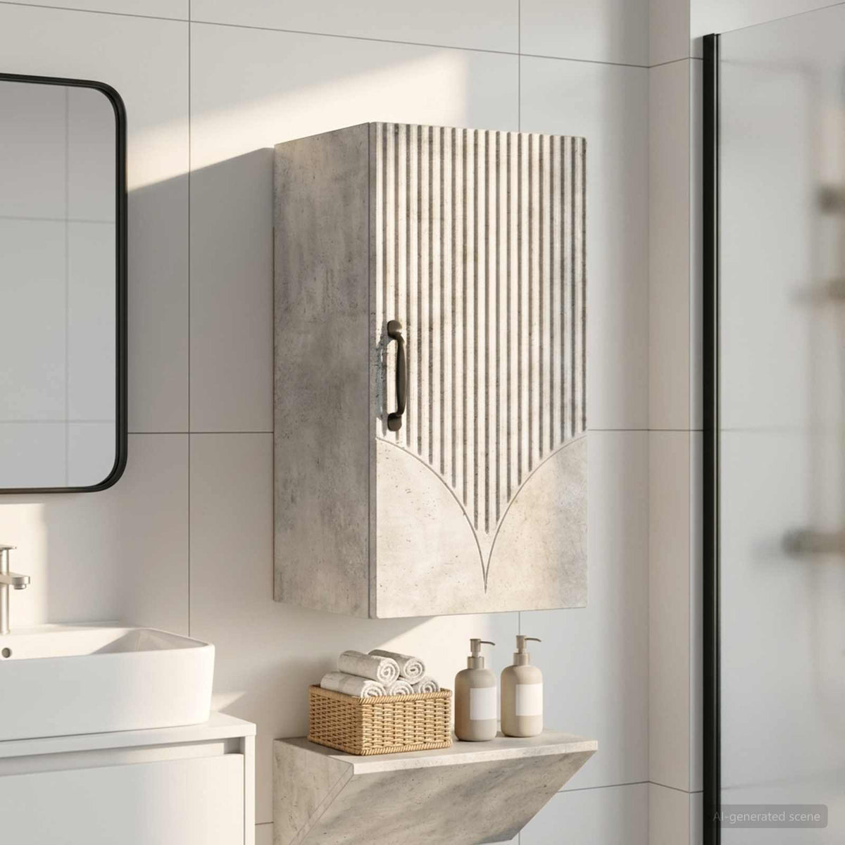 Badezimmer-Wandschrank HOORN Betongrau 30 x 31 x 59 cm