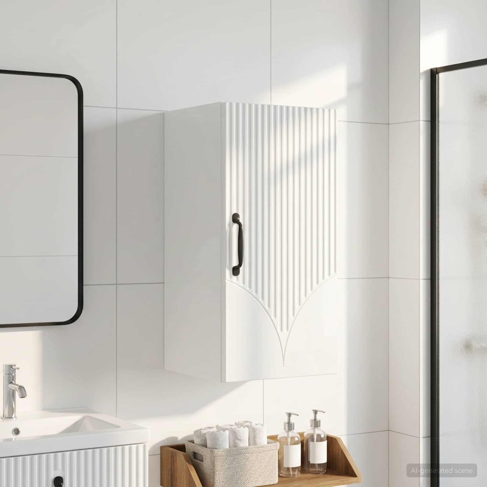 Badezimmer-Wandschrank HOORN Hochglanz Weiß 30 x 31 x 59 cm