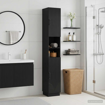 Badezimmerschrank mit offenem Regal HOORN Schwarz