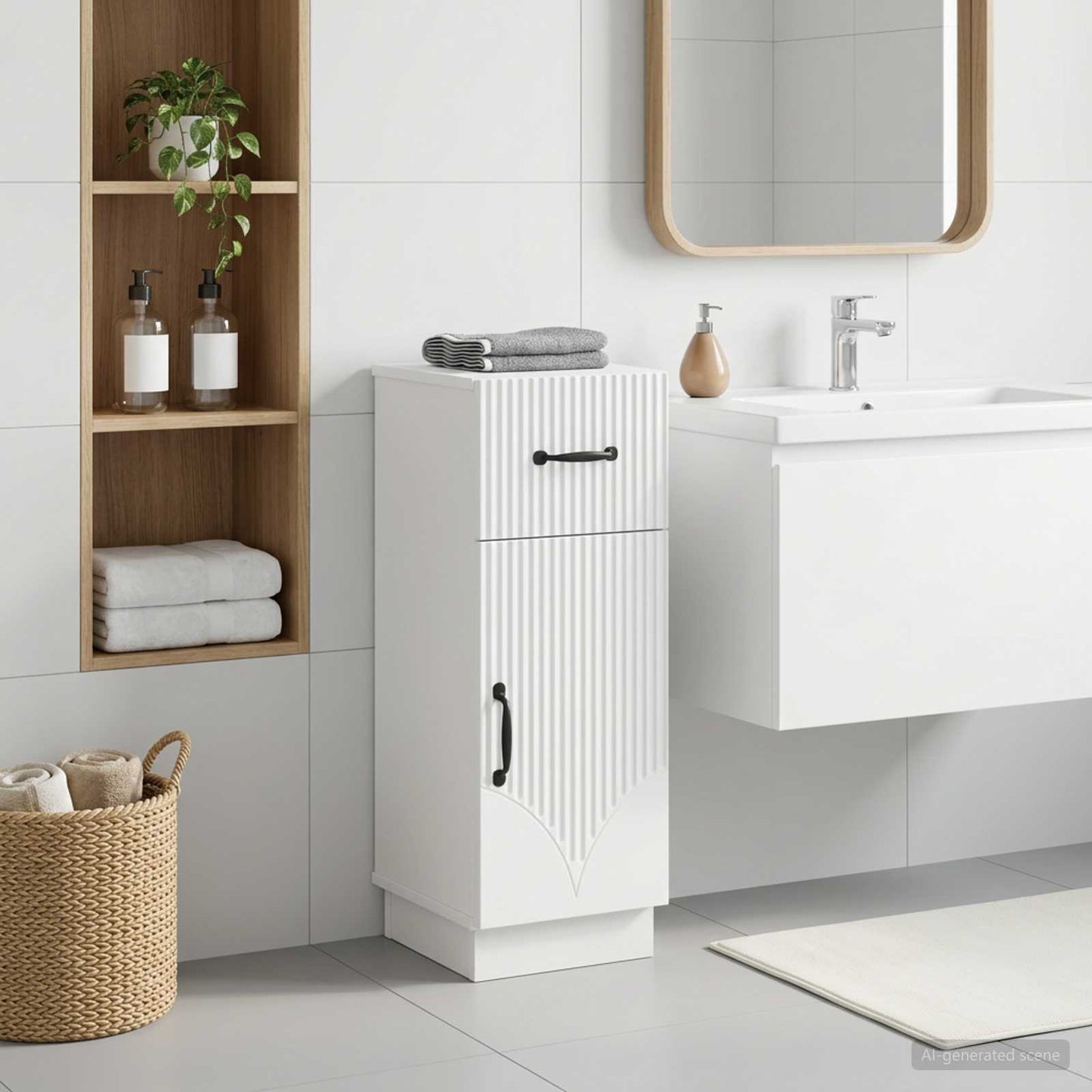Badezimmer Aufbewahrungsschrank HOORN Weiß 30 x 31 x 77 cm