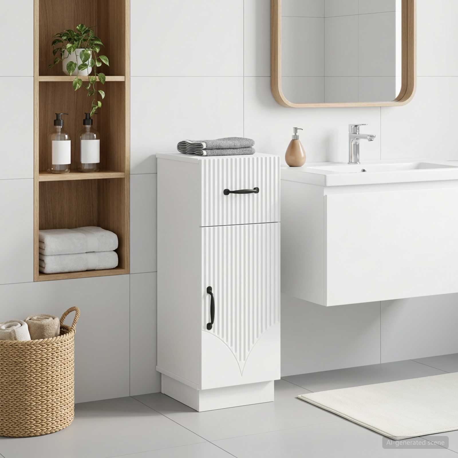 Badezimmer Aufbewahrungsschrank HOORN Weiß 30 x 31 x 77 cm