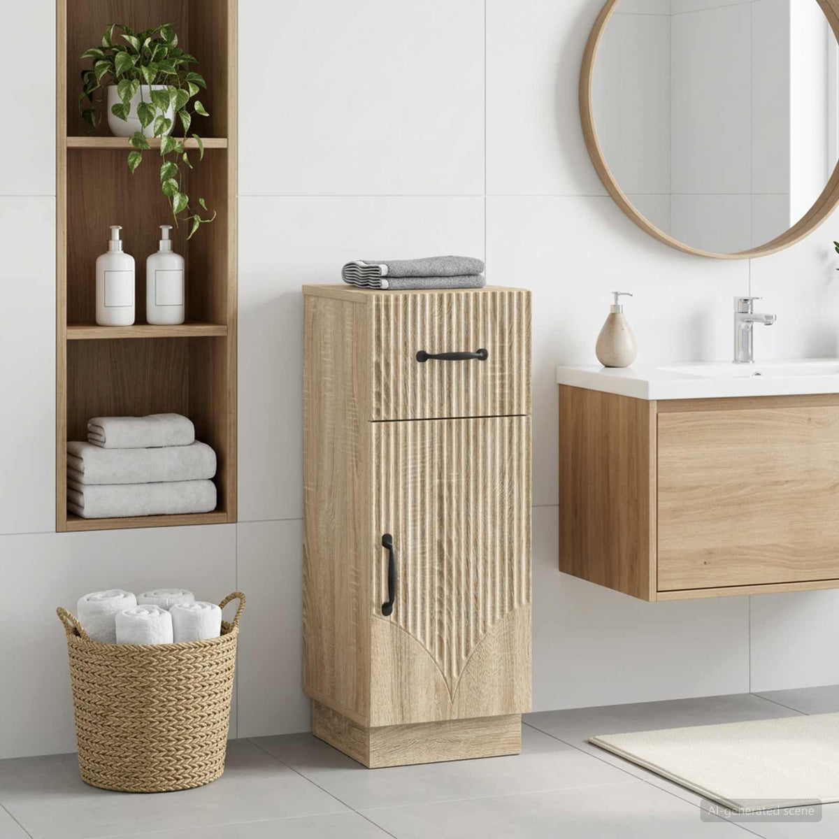 Badezimmer Aufbewahrungsschrank HOORN Sonoma-Eiche