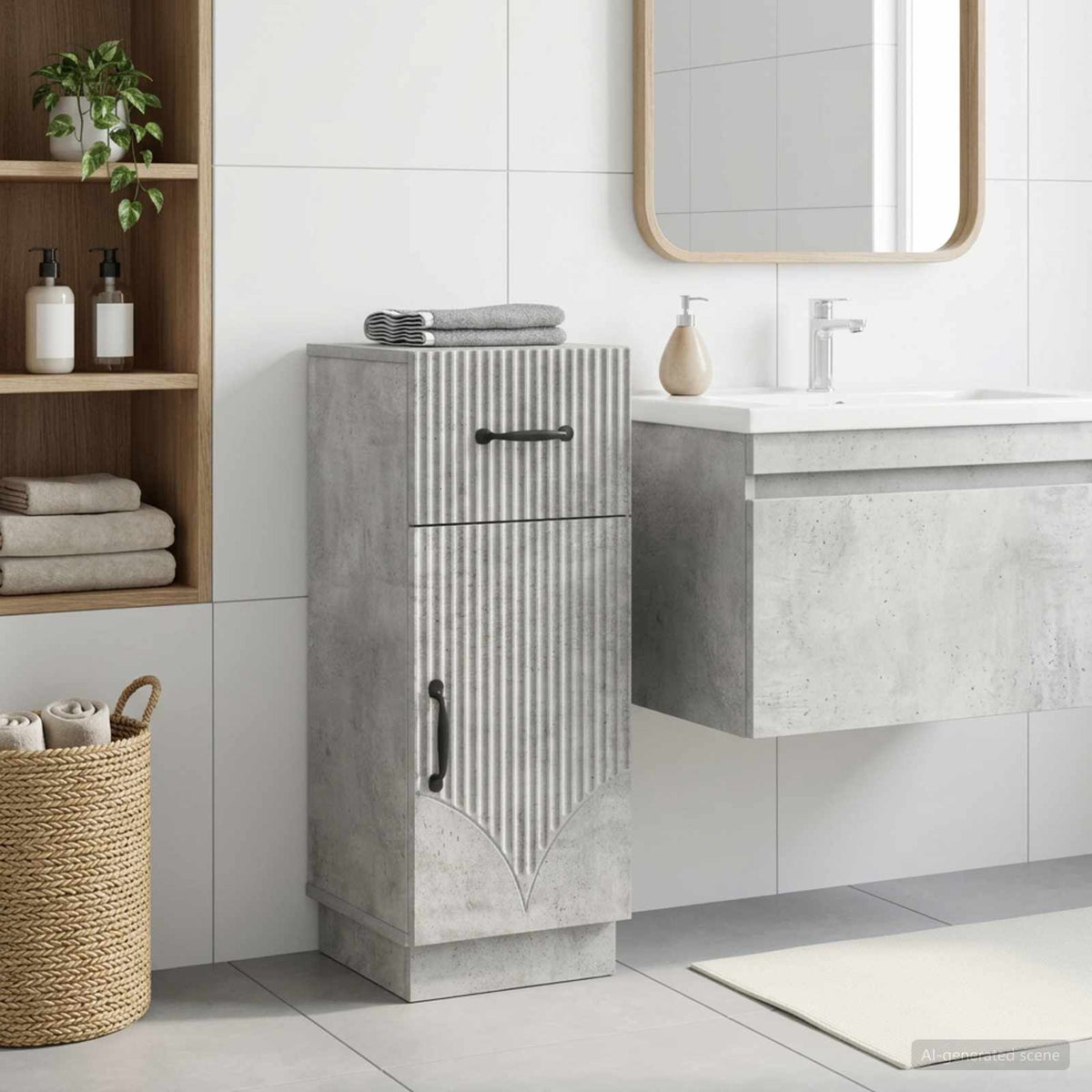 Badezimmer Aufbewahrungsschrank HOORN Betongrau 30 x 31 x 77 cm