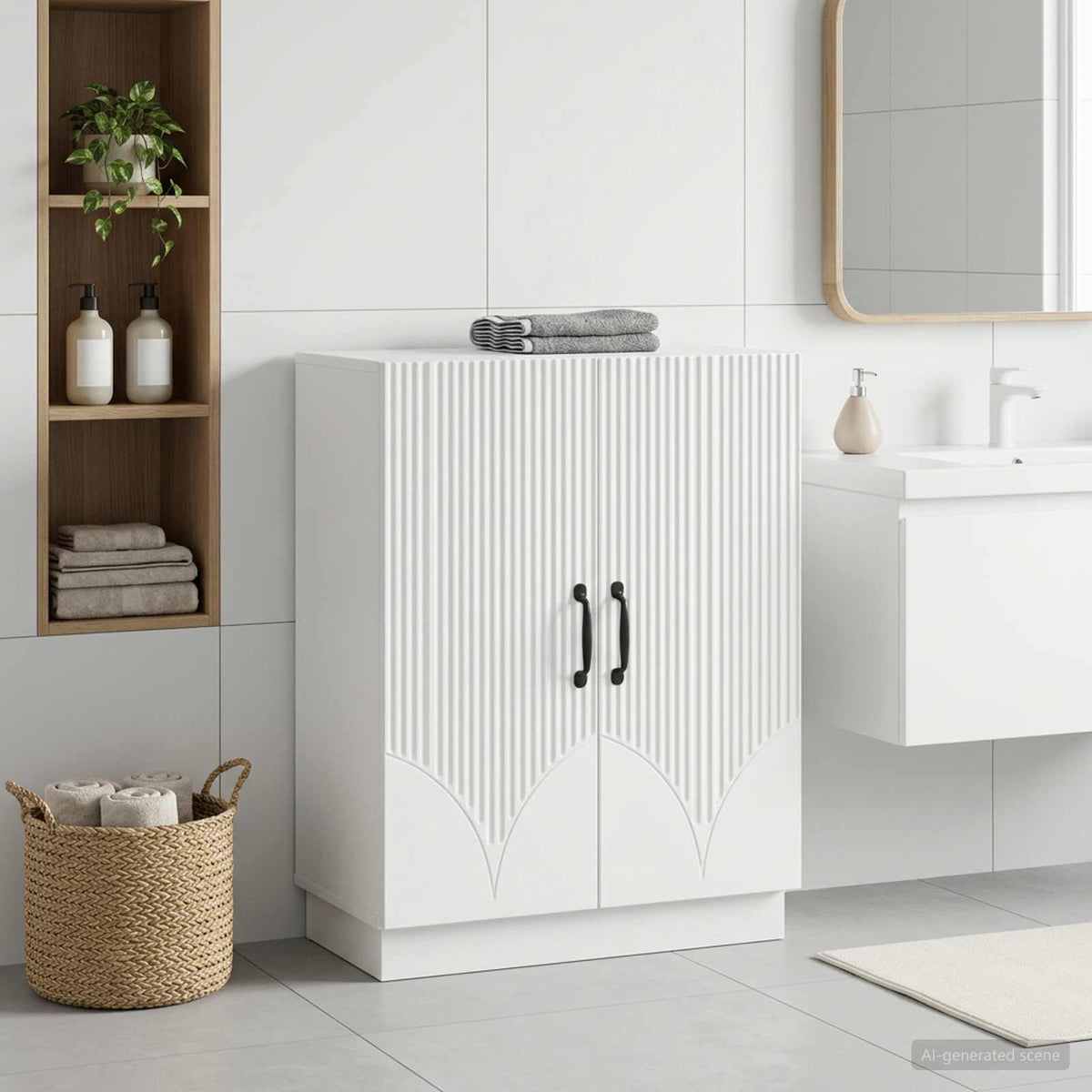 Badezimmer Aufbewahrungsschrank HOORN Weiß 59,5 x 31 x 77 cm