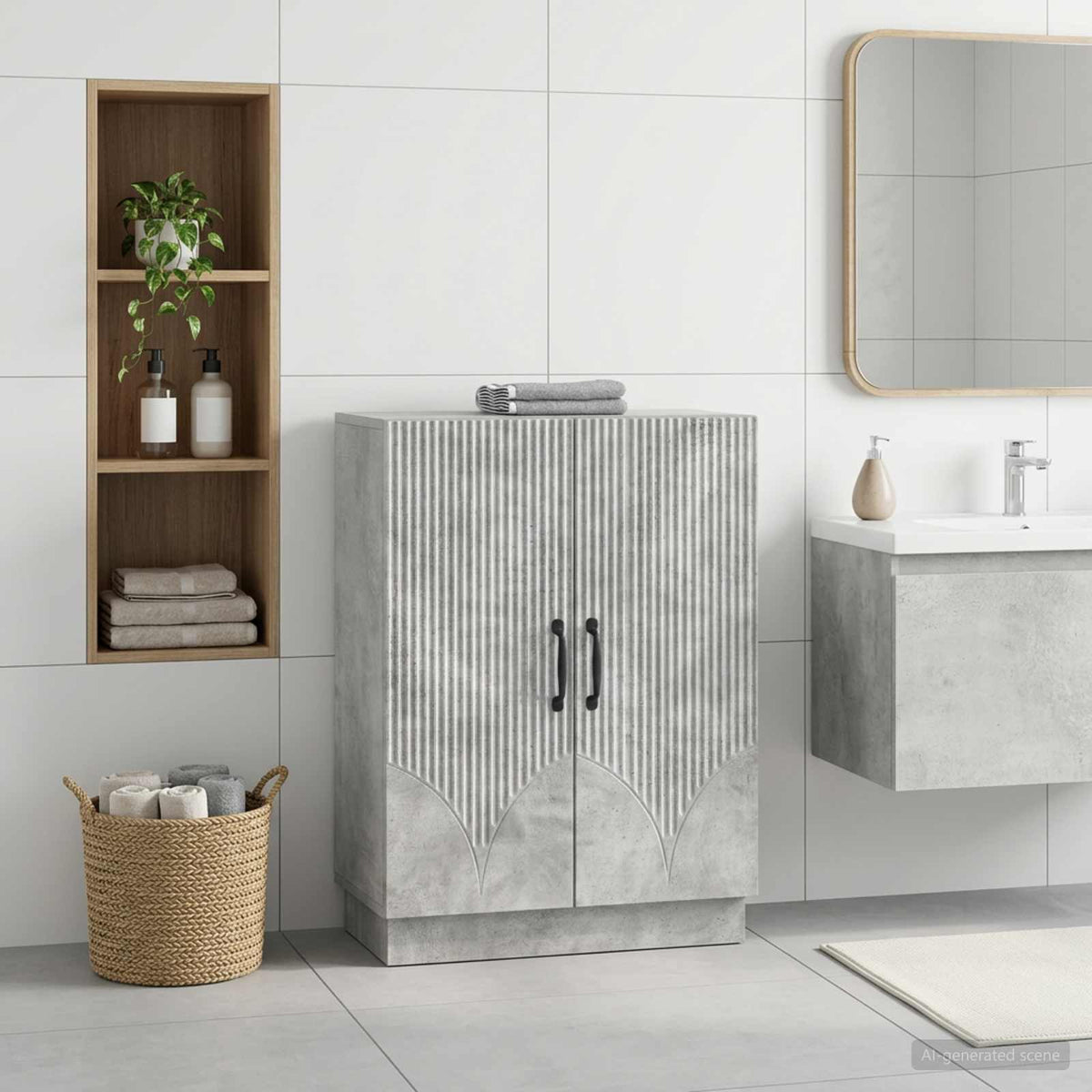 Badezimmer Aufbewahrungsschrank HOORN Betongrau