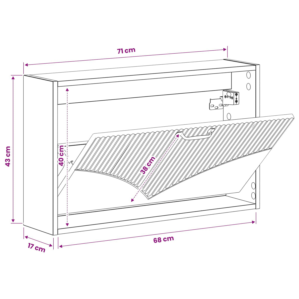Wandmontierter Schuhschrank HOORN 71 x 17 x 43 cm Holzwerkstoff