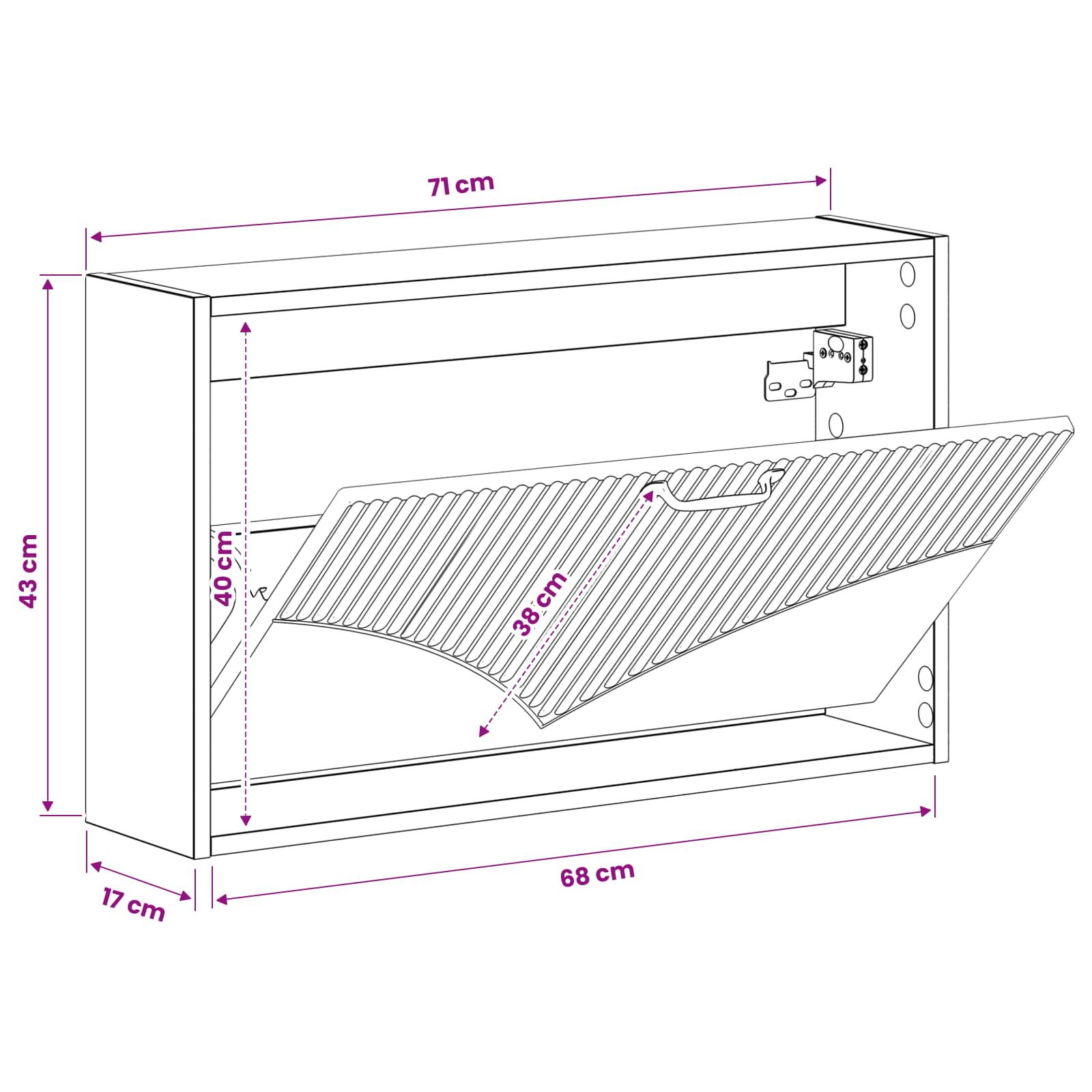Wandmontierter Schuhschrank HOORN 71 x 17 x 43 cm Holzwerkstoff