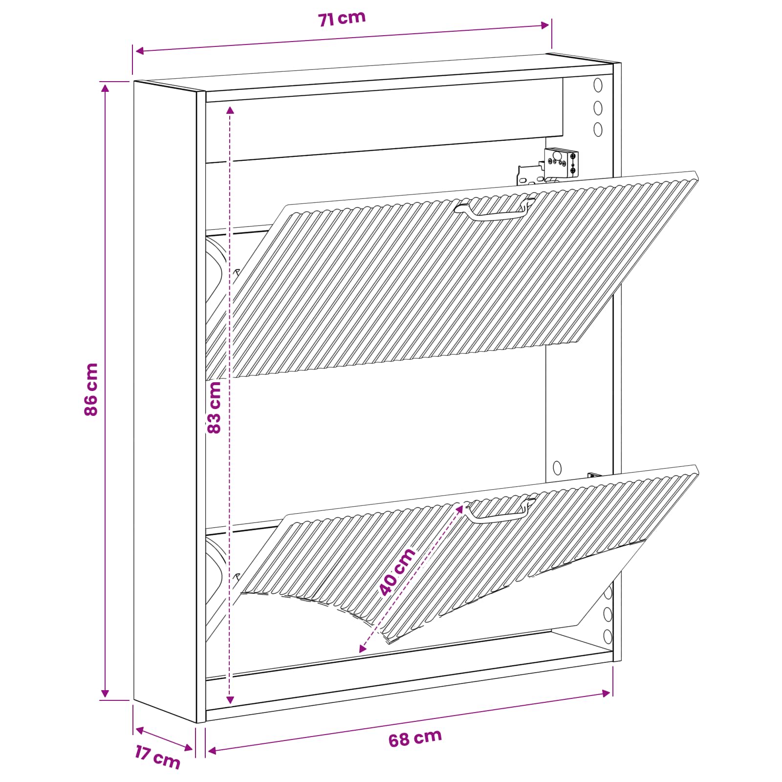 Wandmontierter Schuhschrank HOORN 71 x 17 x 86 cm Holzwerkstoff