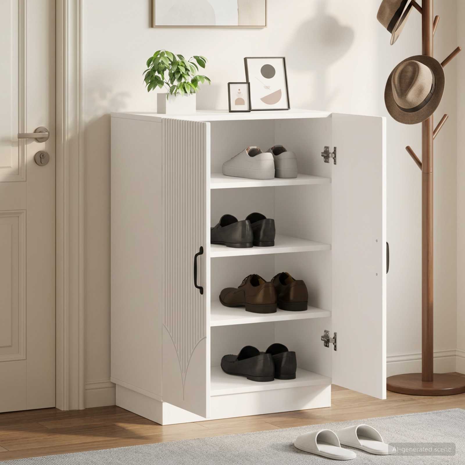 Schuhschrank HOORN 59,5 x 39,5 x 87 cm Holzwerkstoff Weiß