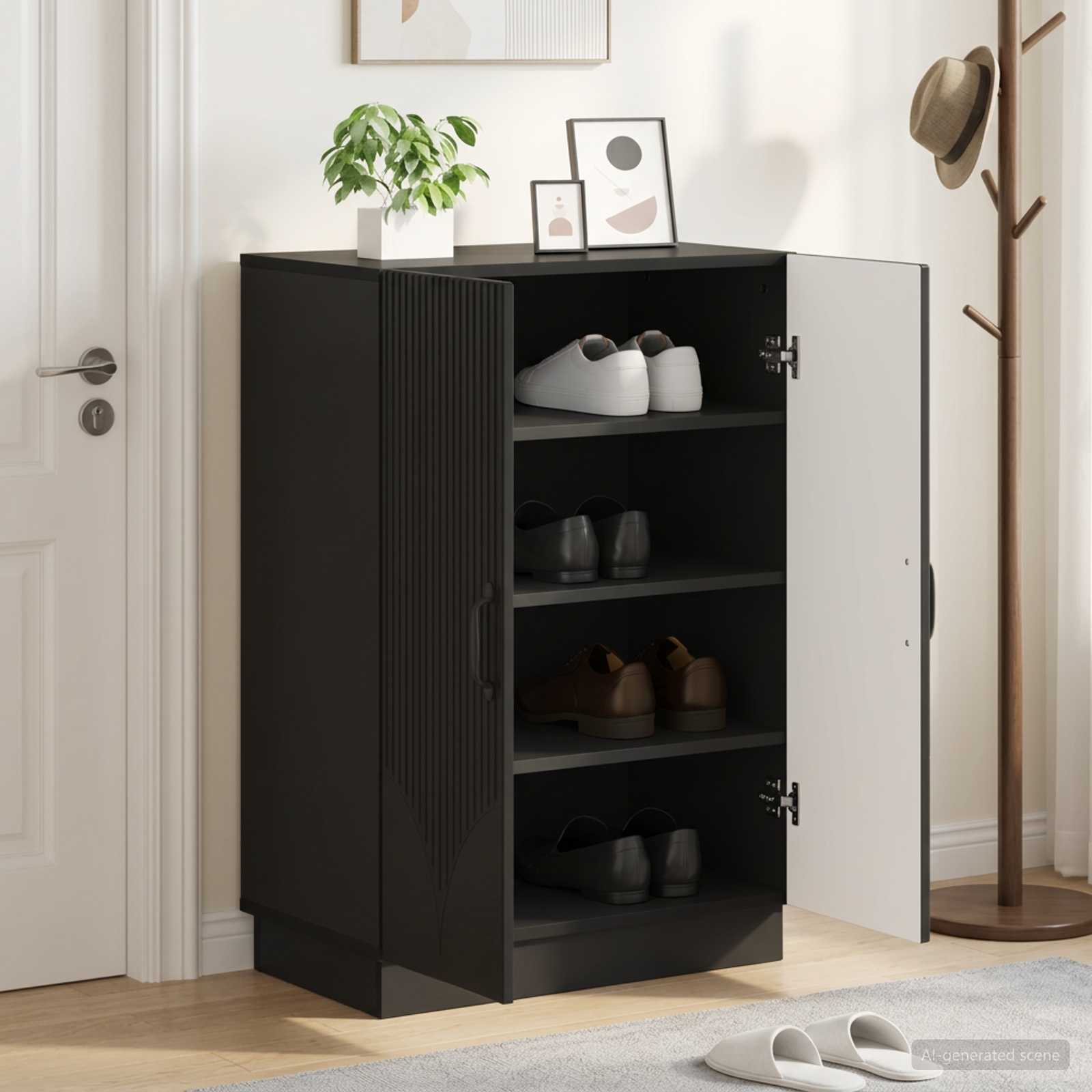 Schuhschrank HOORN 59,5 x 39,5 x 87 cm Holzwerkstoff Schwarz