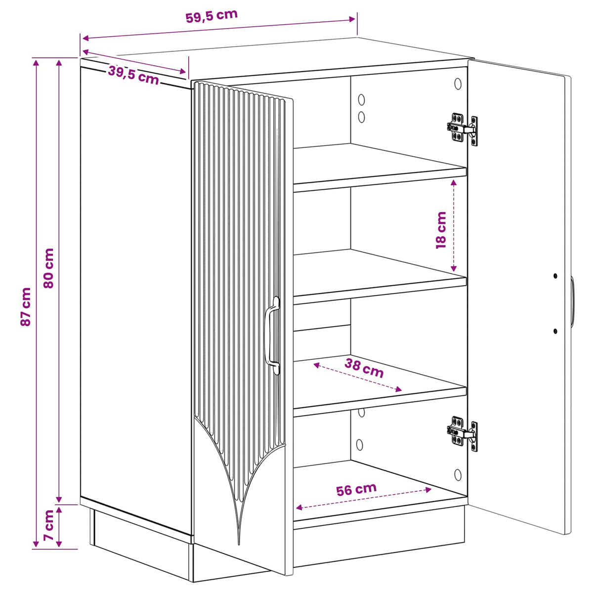 Schuhschrank HOORN 59,5 x 39,5 x 87 cm Holzwerkstoff Schwarz