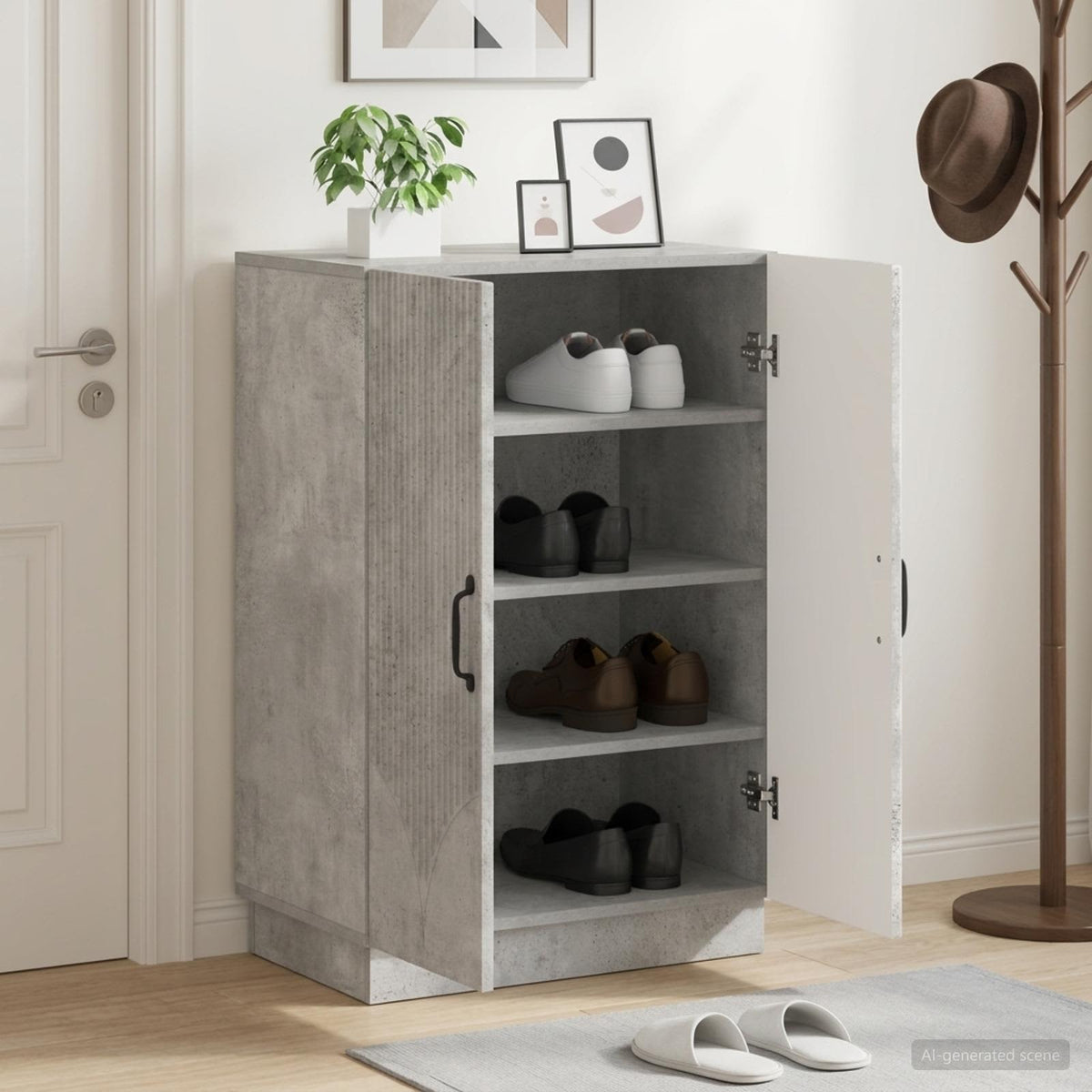 Schuhschrank HOORN 59,5 x 39,5 x 87 cm Holzwerkstoff Betongrau