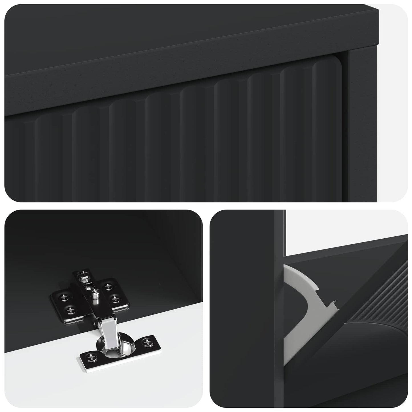 Schuhschrank HOORN 78 x 24 x 100 cm Holzwerkstoff Schwarz