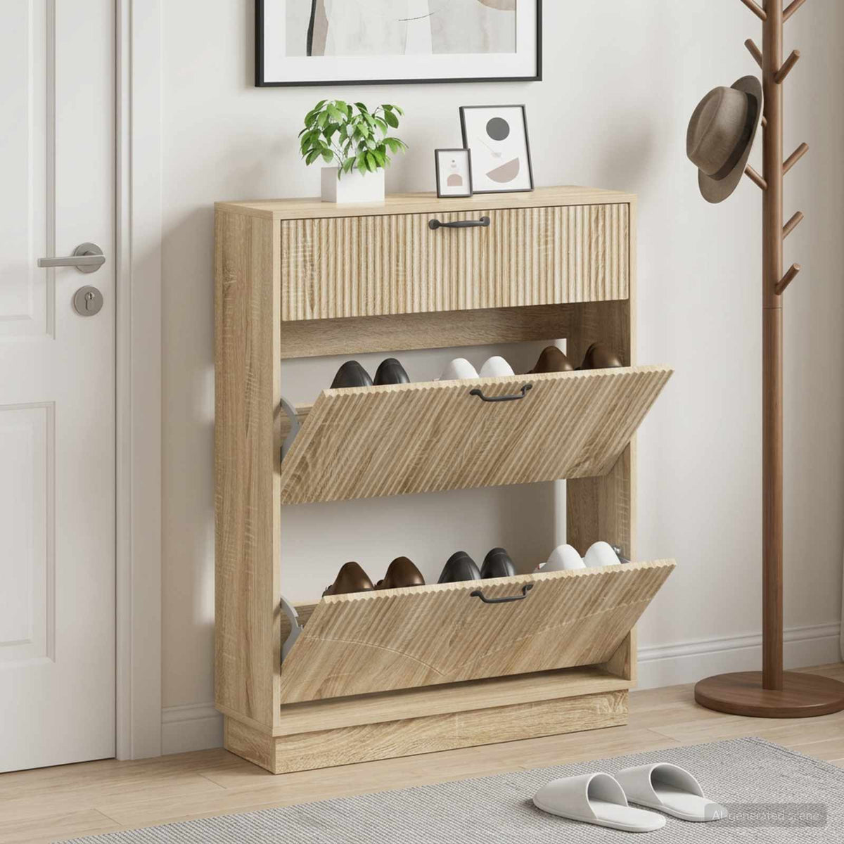 Schuhschrank HOORN 78 x 24 x 100 cm Holzwerkstoff Sonoma-Eiche