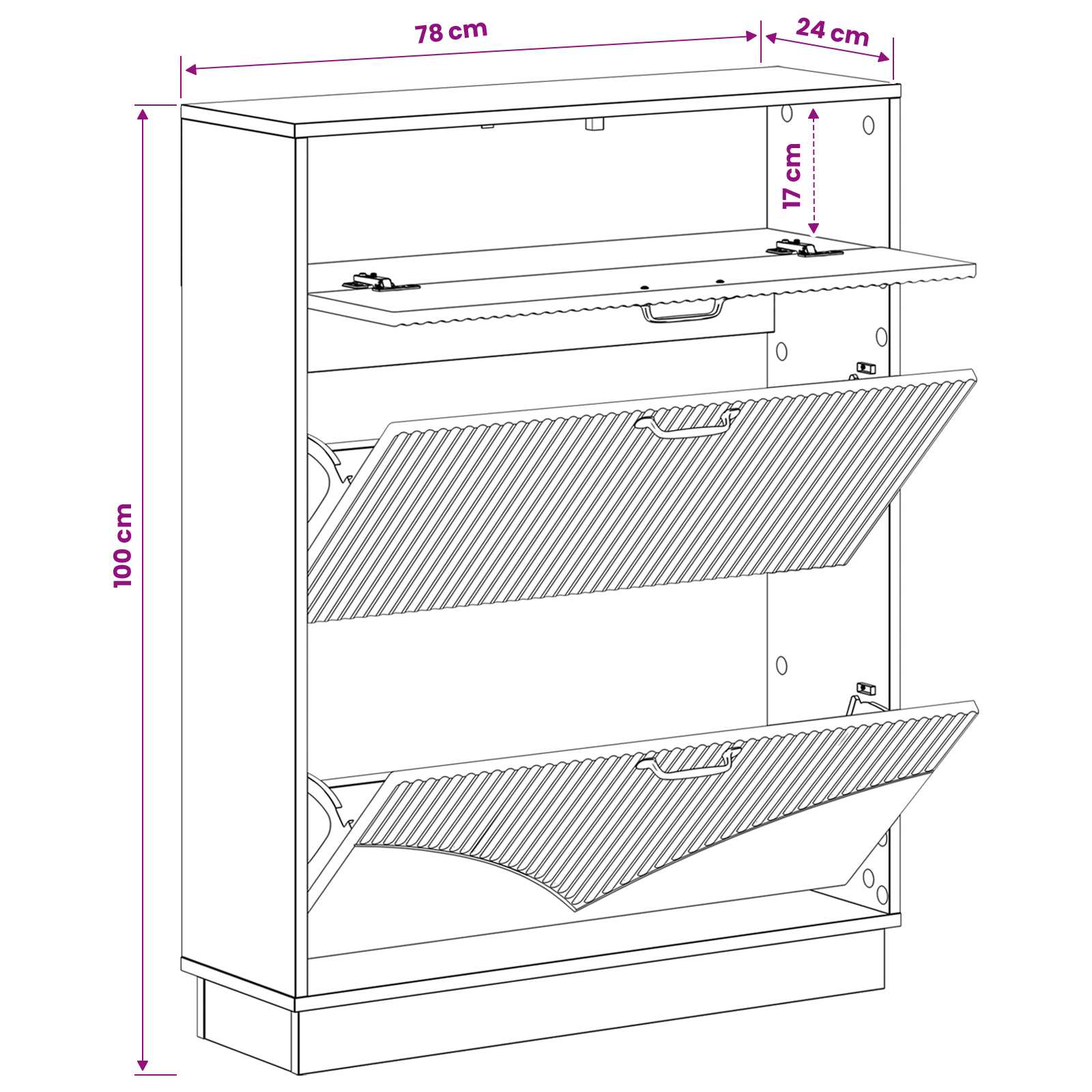 Schuhschrank HOORN 78 x 24 x 100 cm Holzwerkstoff Sonoma-Eiche