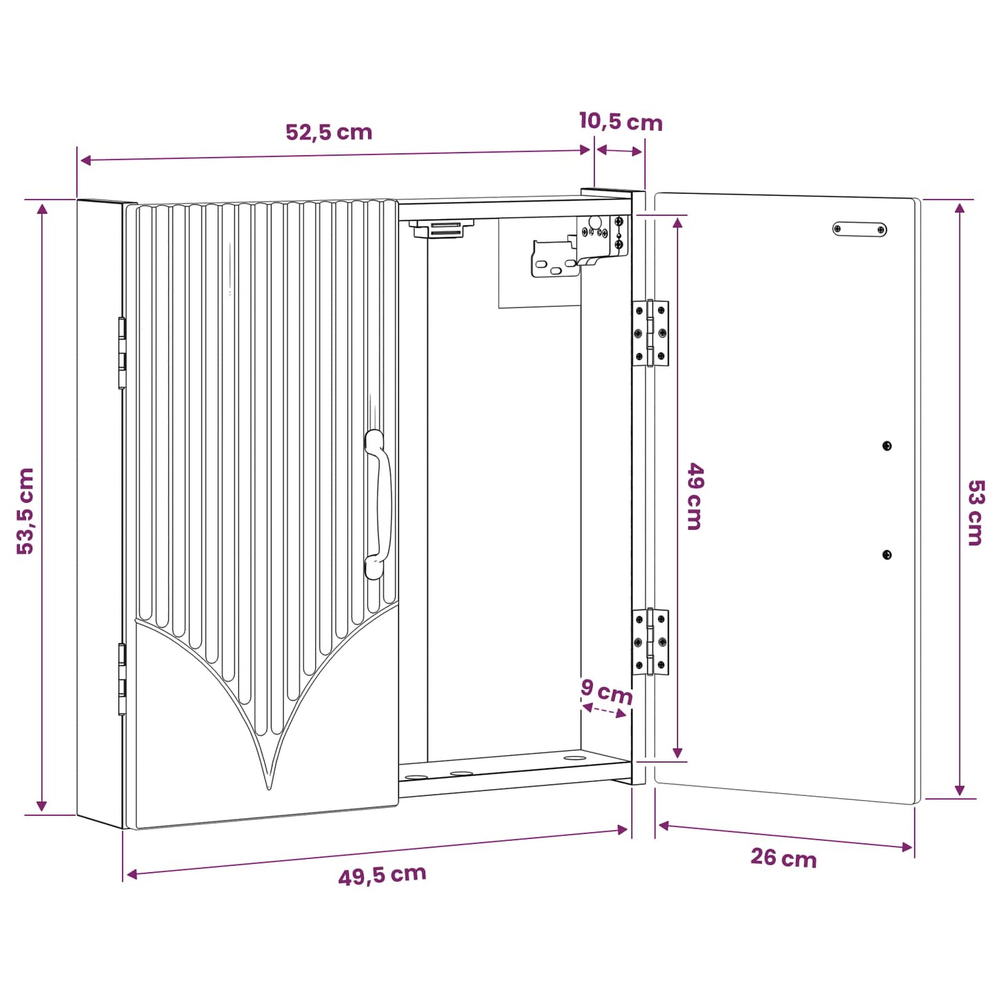Dartboard Schrank HOORN Sonoma-Eiche 52,5 x 10,5 x 53,5 cm