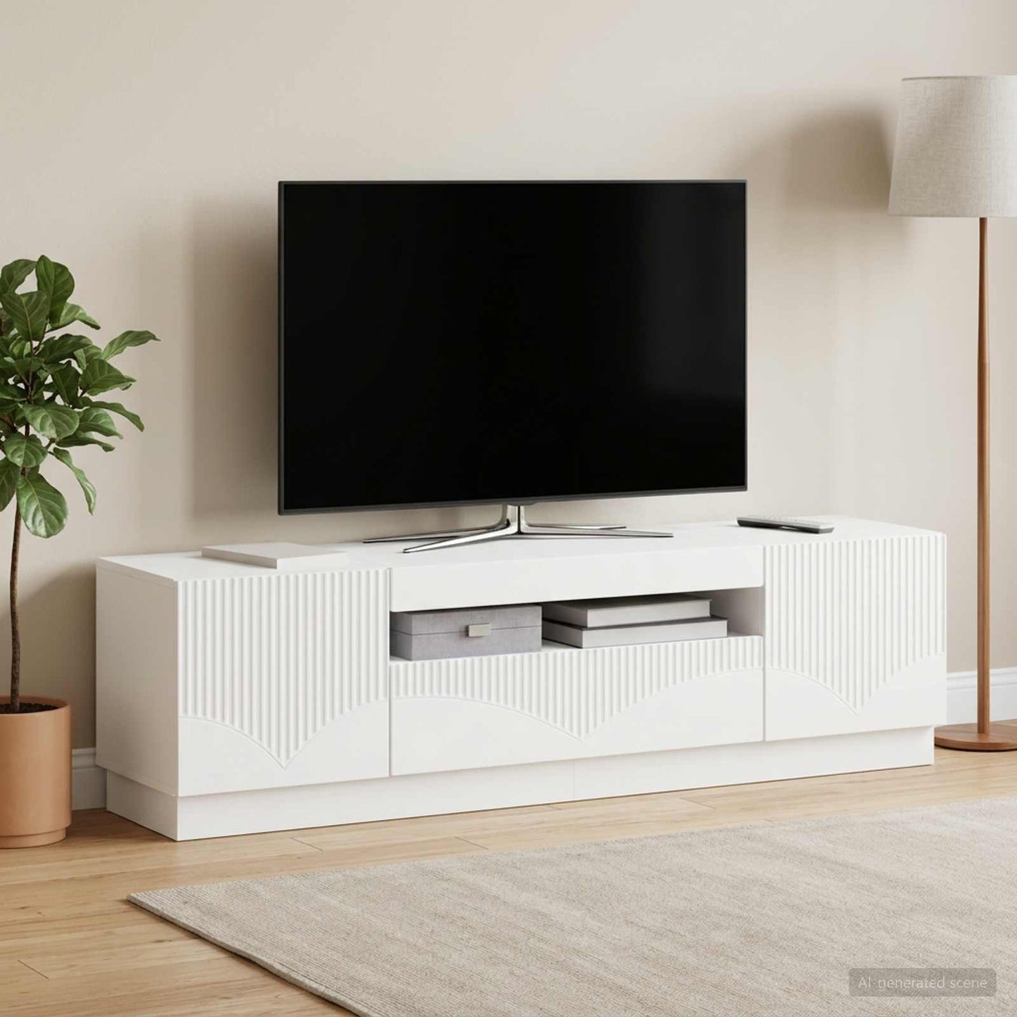 LED-TV-Schrank Weiß Holzwerkstoff