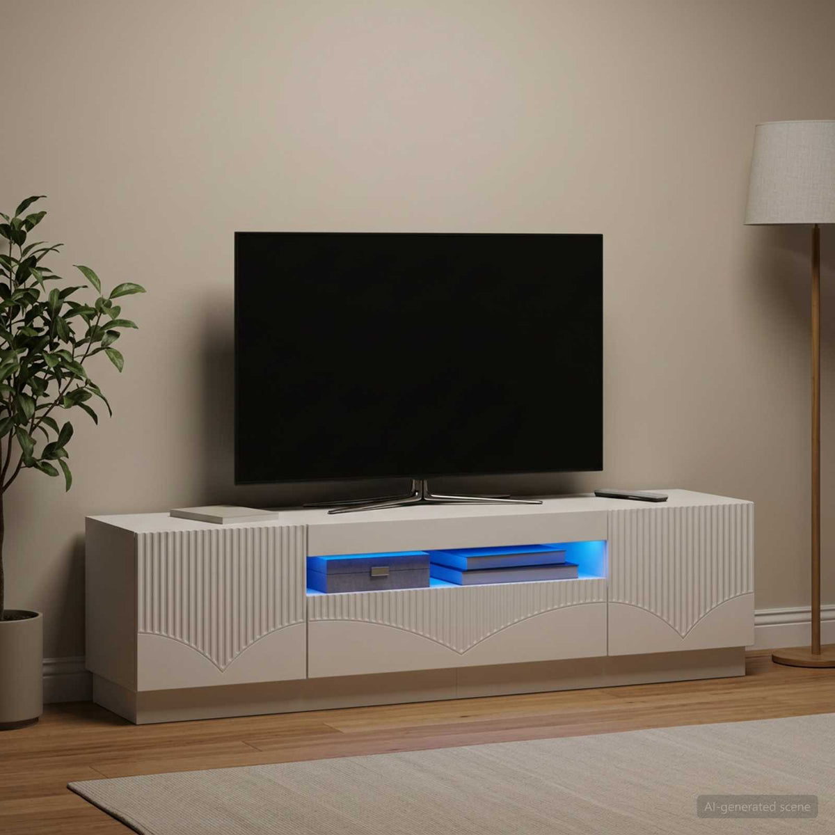 LED-TV-Schrank Weiß Holzwerkstoff