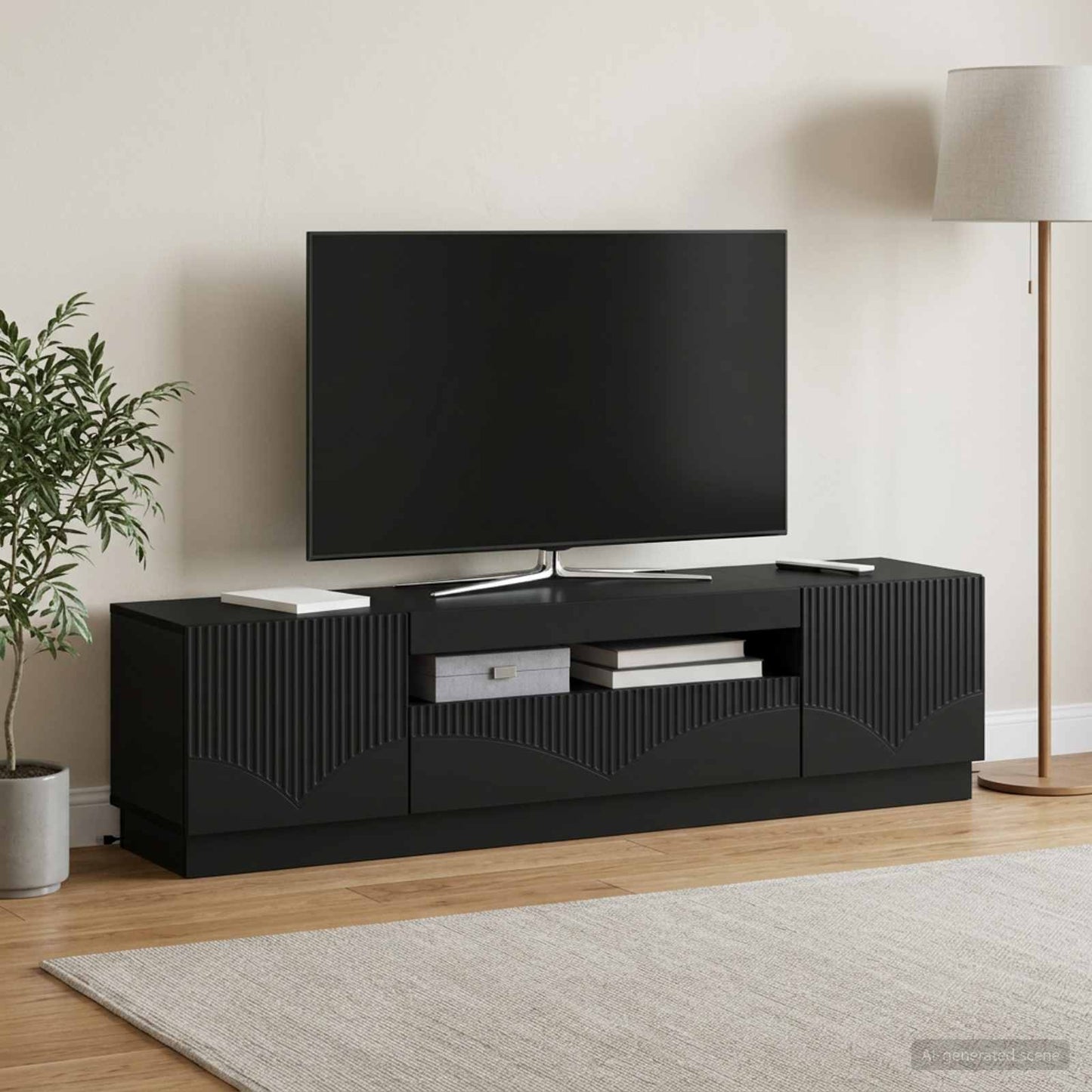 LED-TV-Schrank Schwarz Holzwerkstoff