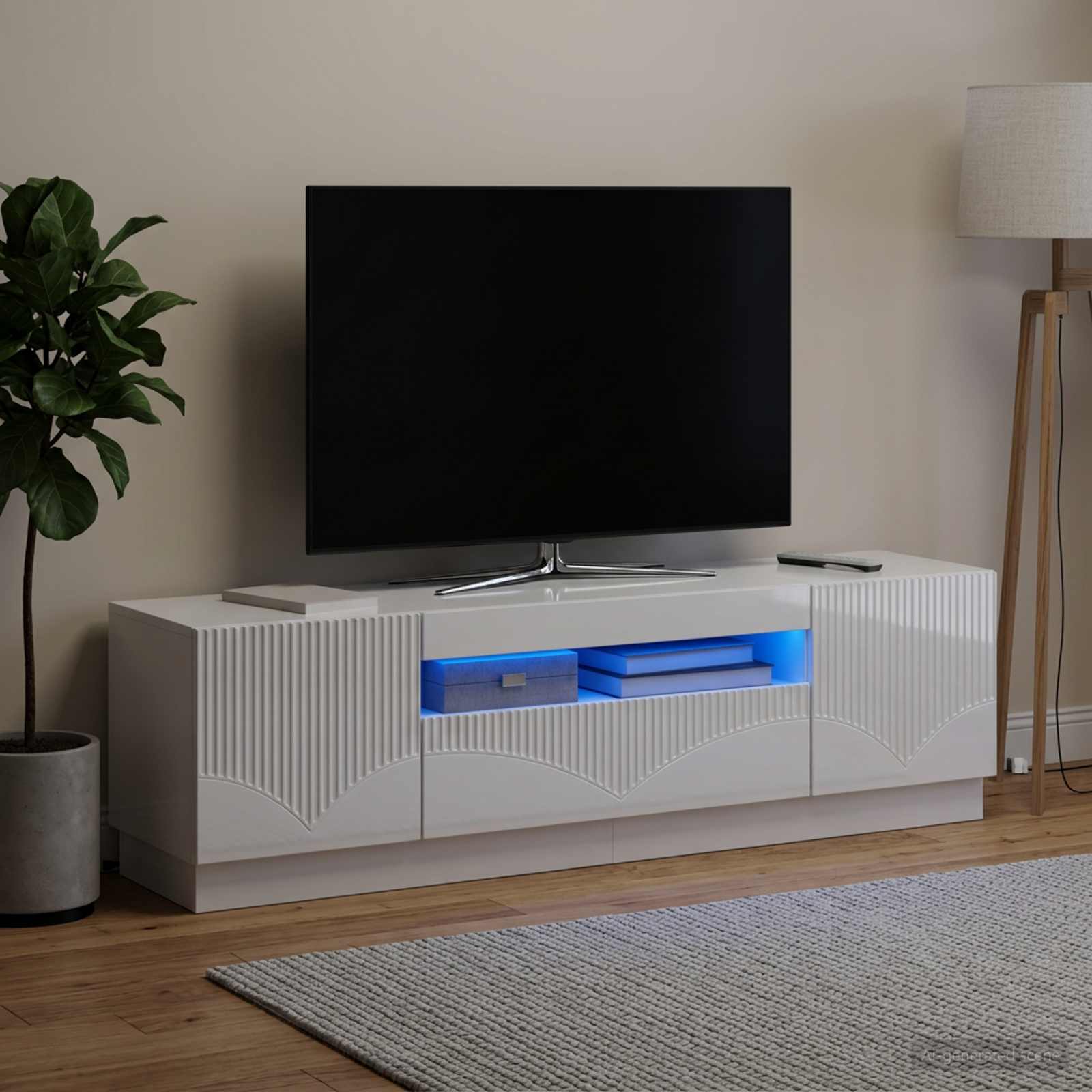 LED-TV-Schrank Hochglanz Weiß Holzwerkstoff