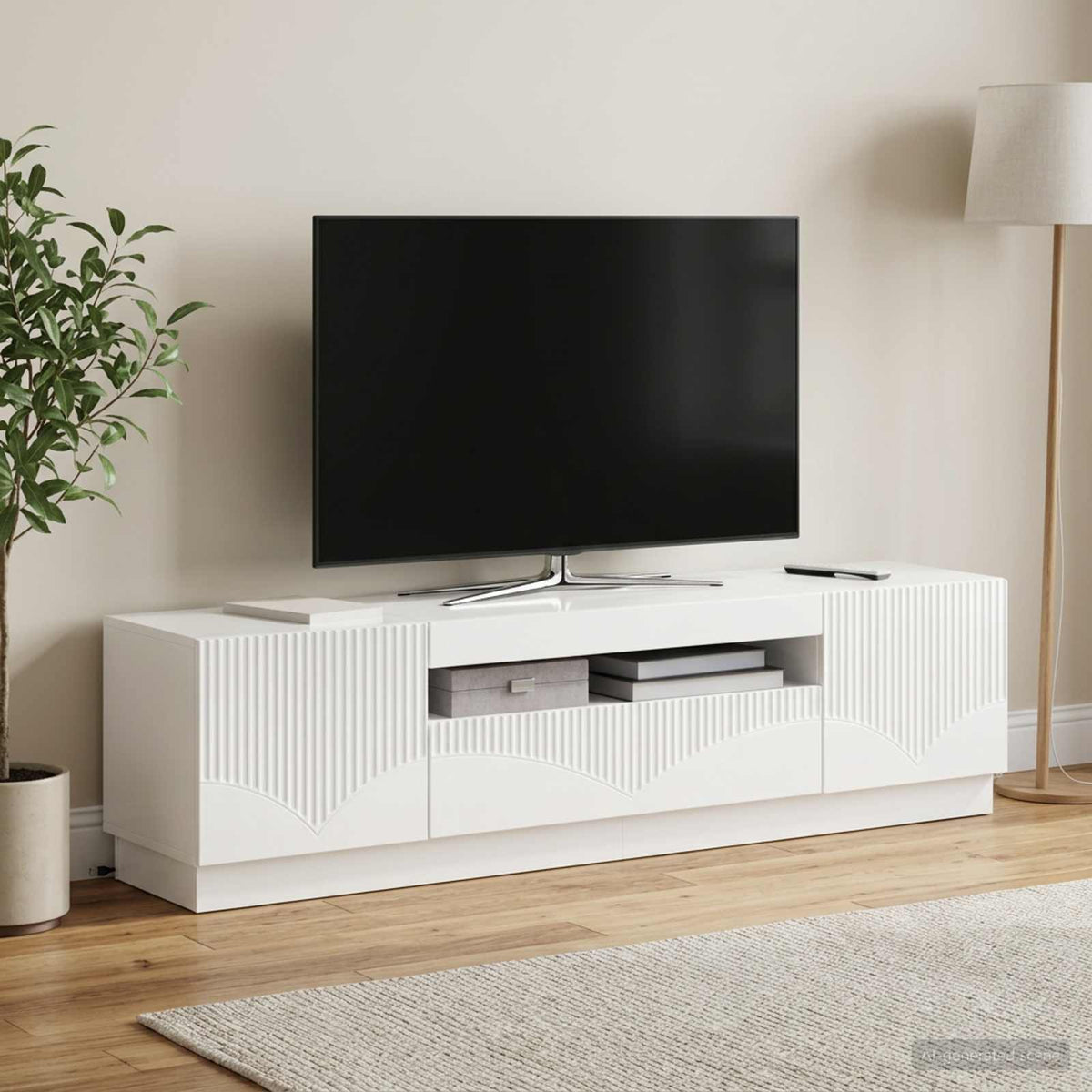 LED-TV-Schrank Hochglanz Weiß Holzwerkstoff