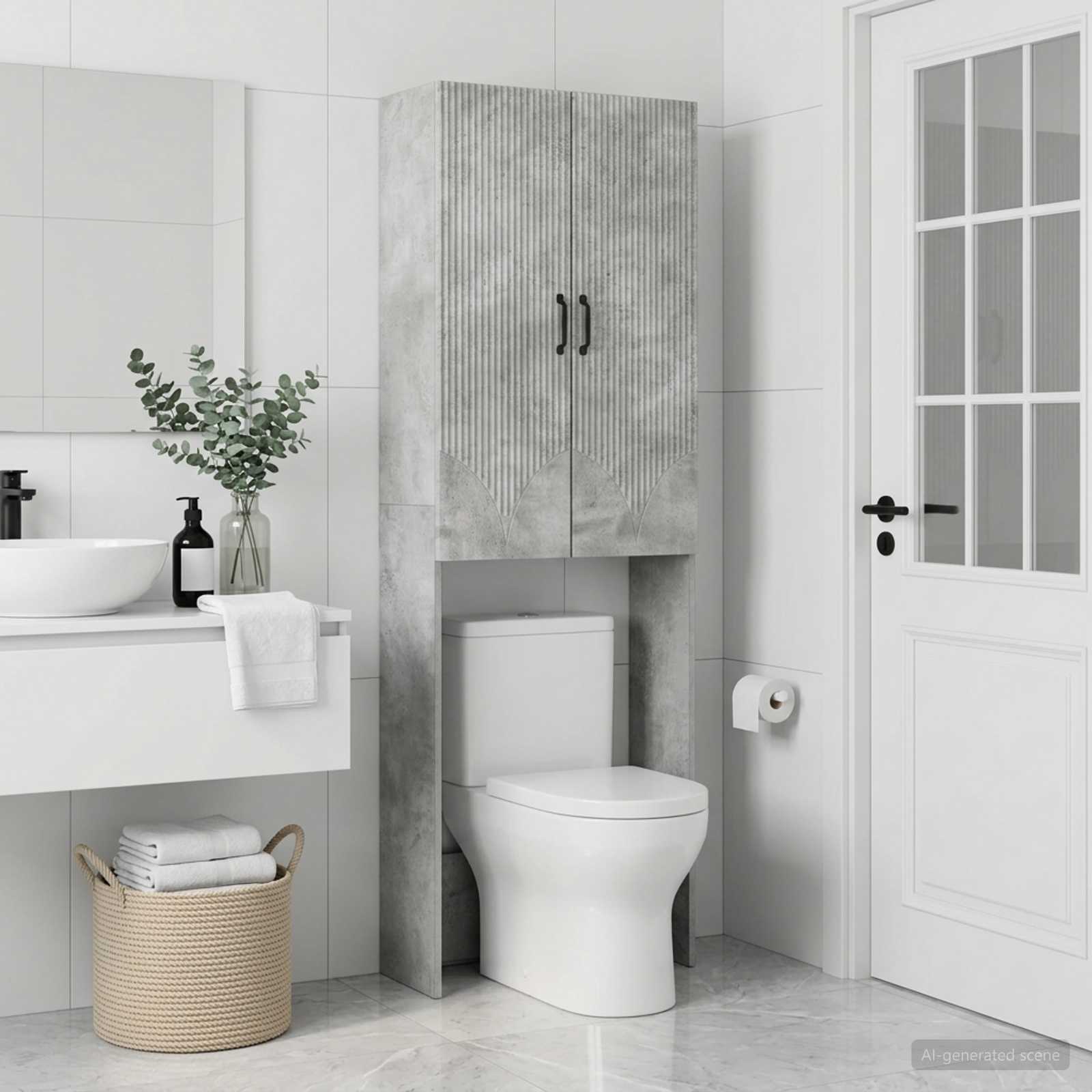 Toilettenschrank HOORN Betongrau 66 x 25,5 x 190 cm
