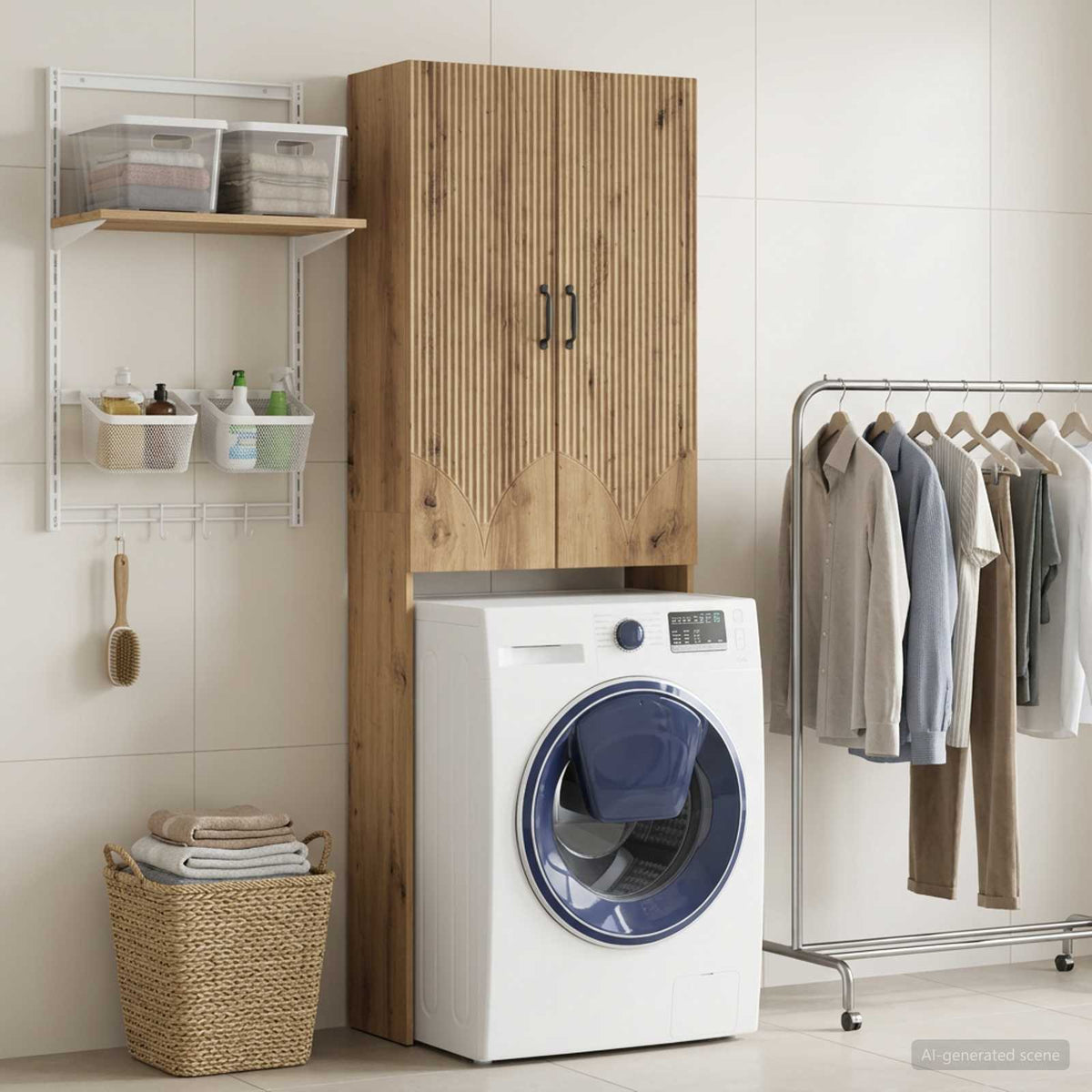 Toilettenschrank HOORN Artisan-Eiche 66 x 25,5 x 190 cm