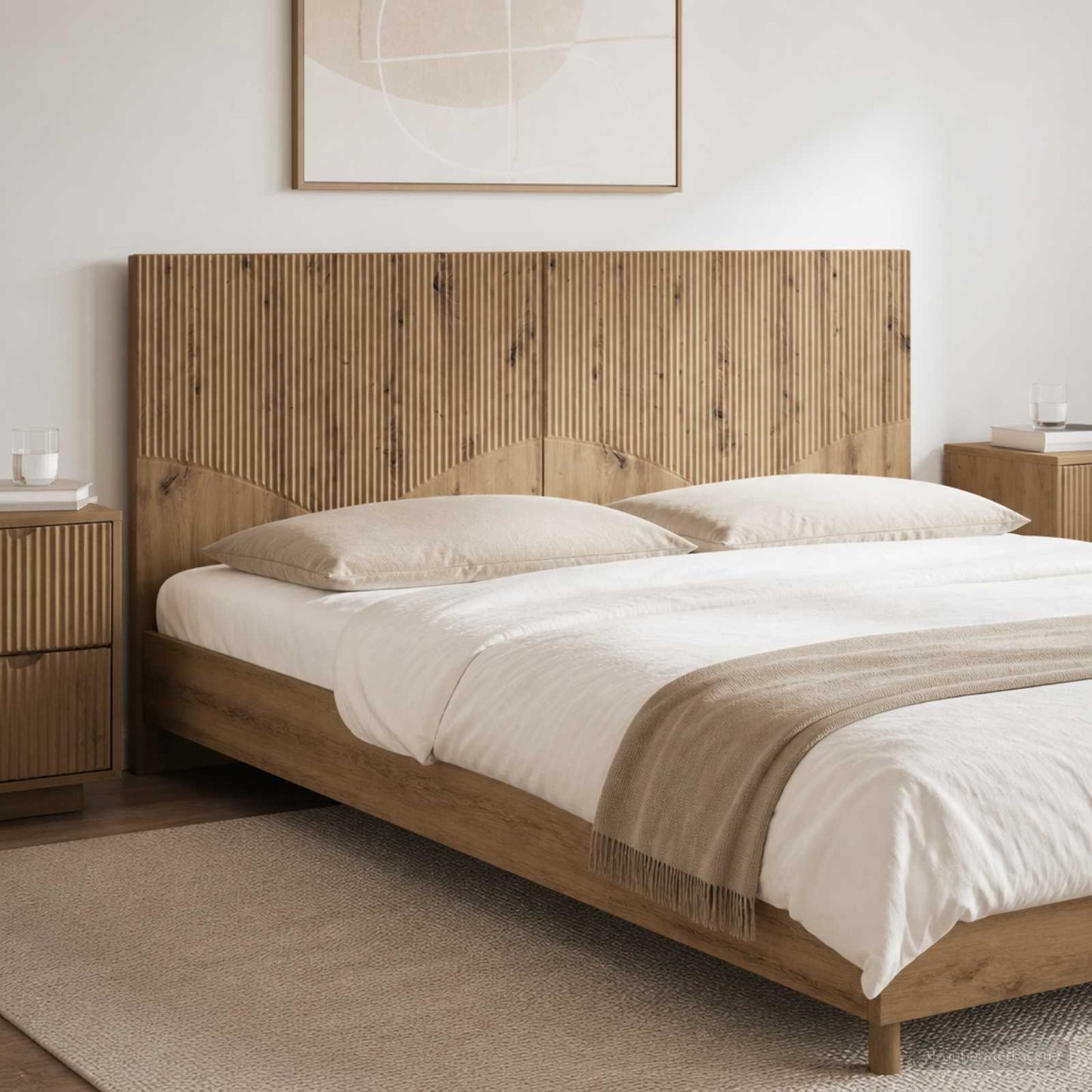 Wandmontiertes Kopfteil HOORN Artisan-Eiche Holzwerkstoff