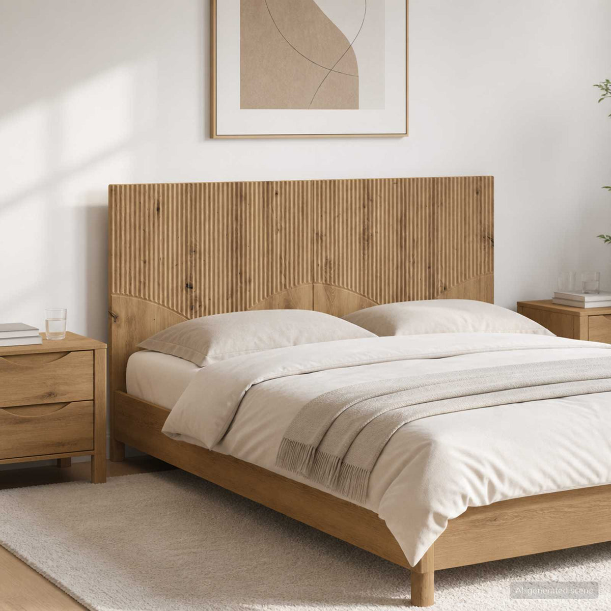 Wandmontiertes Kopfteil HOORN Artisan-Eiche Holzwerkstoff