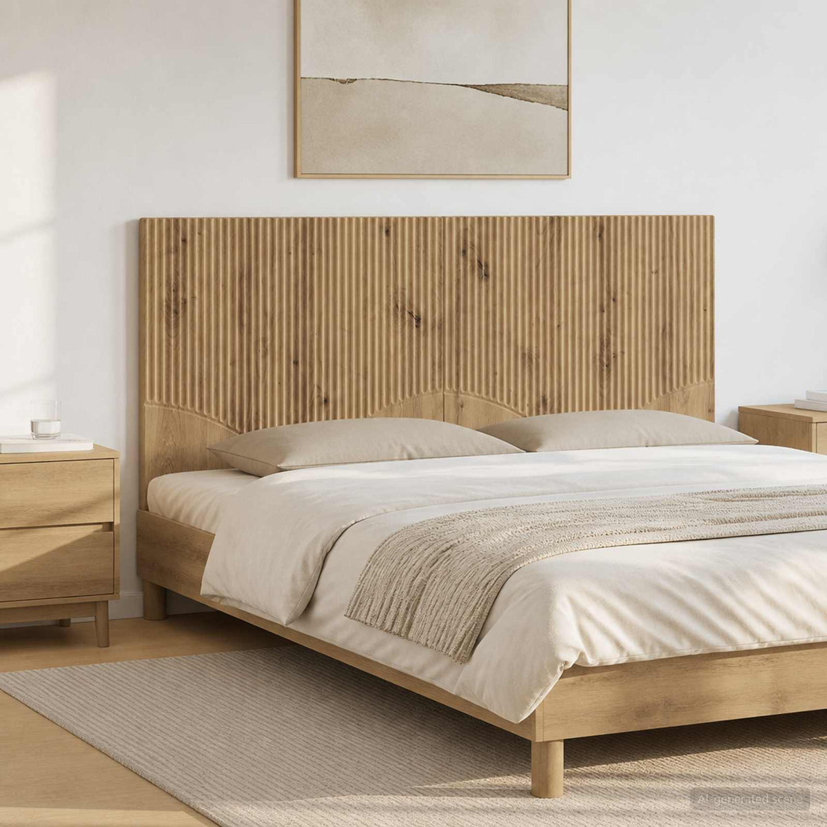 Wandmontiertes Kopfteil HOORN Artisan-Eiche Holzwerkstoff