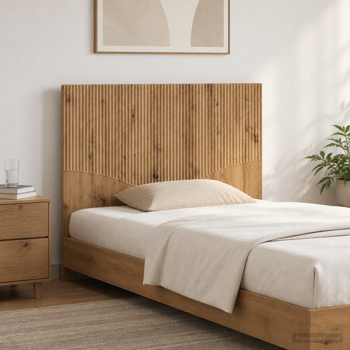 Wandmontiertes Kopfteil HOORN Artisan-Eiche Holzwerkstoff
