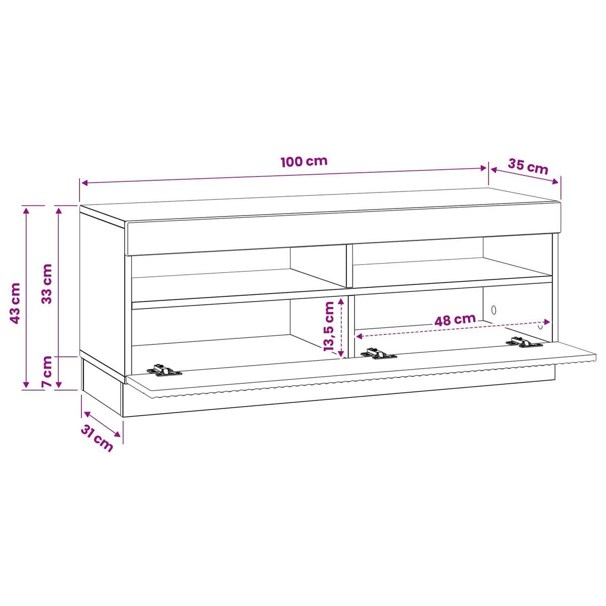 LED-TV-Schrank Weiß Holzwerkstoff
