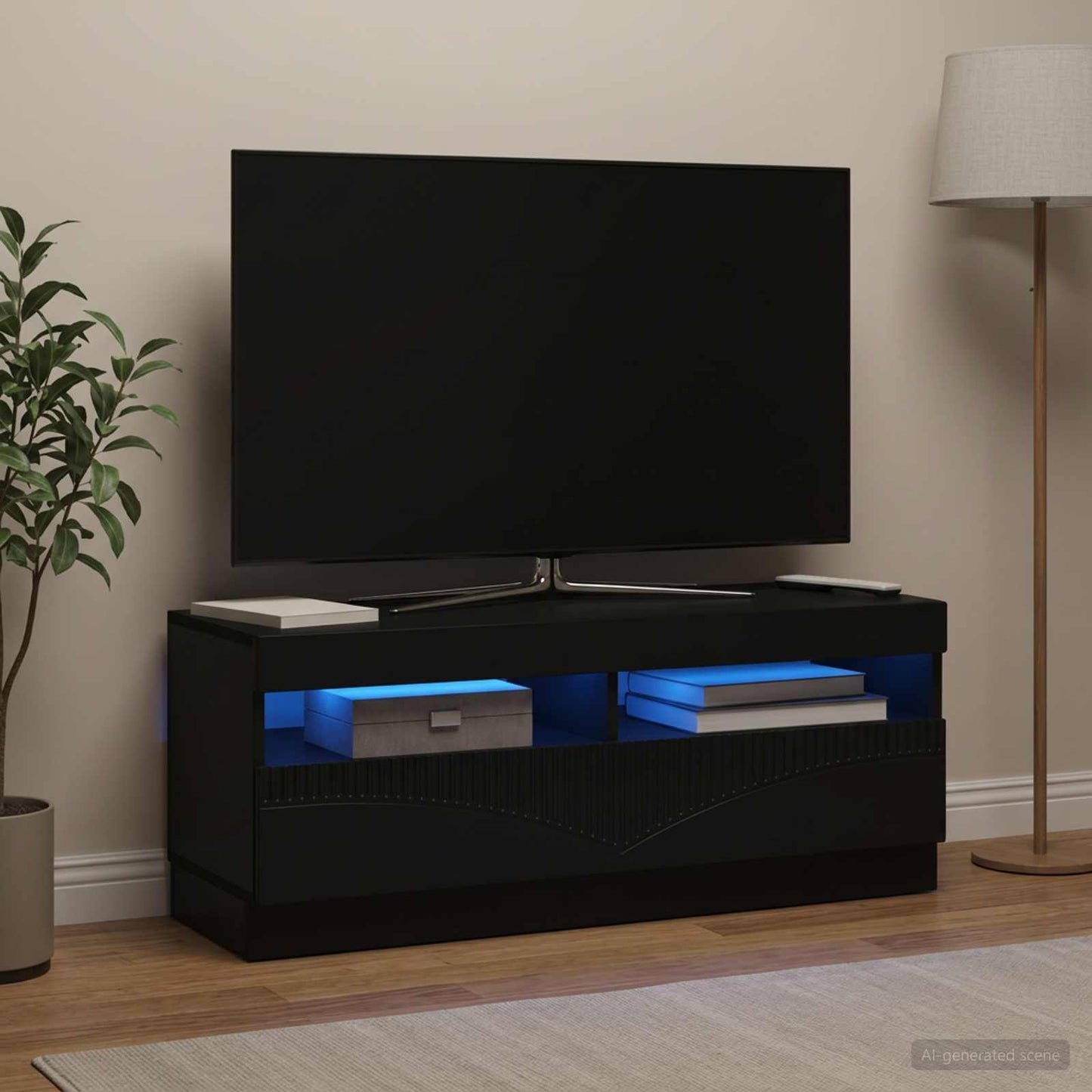 LED-TV-Schrank Schwarz Holzwerkstoff