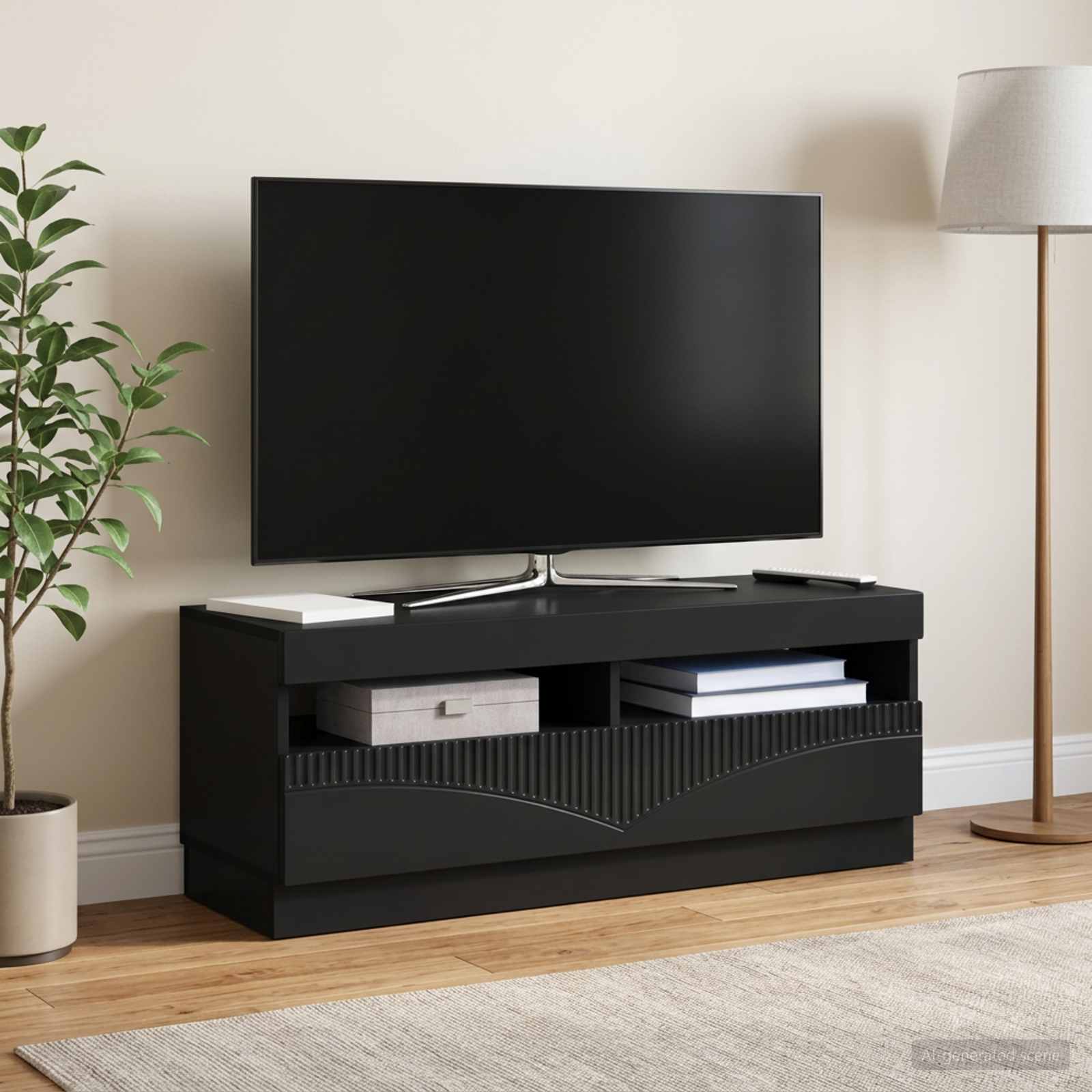 LED-TV-Schrank Schwarz Holzwerkstoff