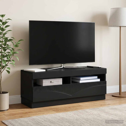 LED-TV-Schrank Schwarz Holzwerkstoff