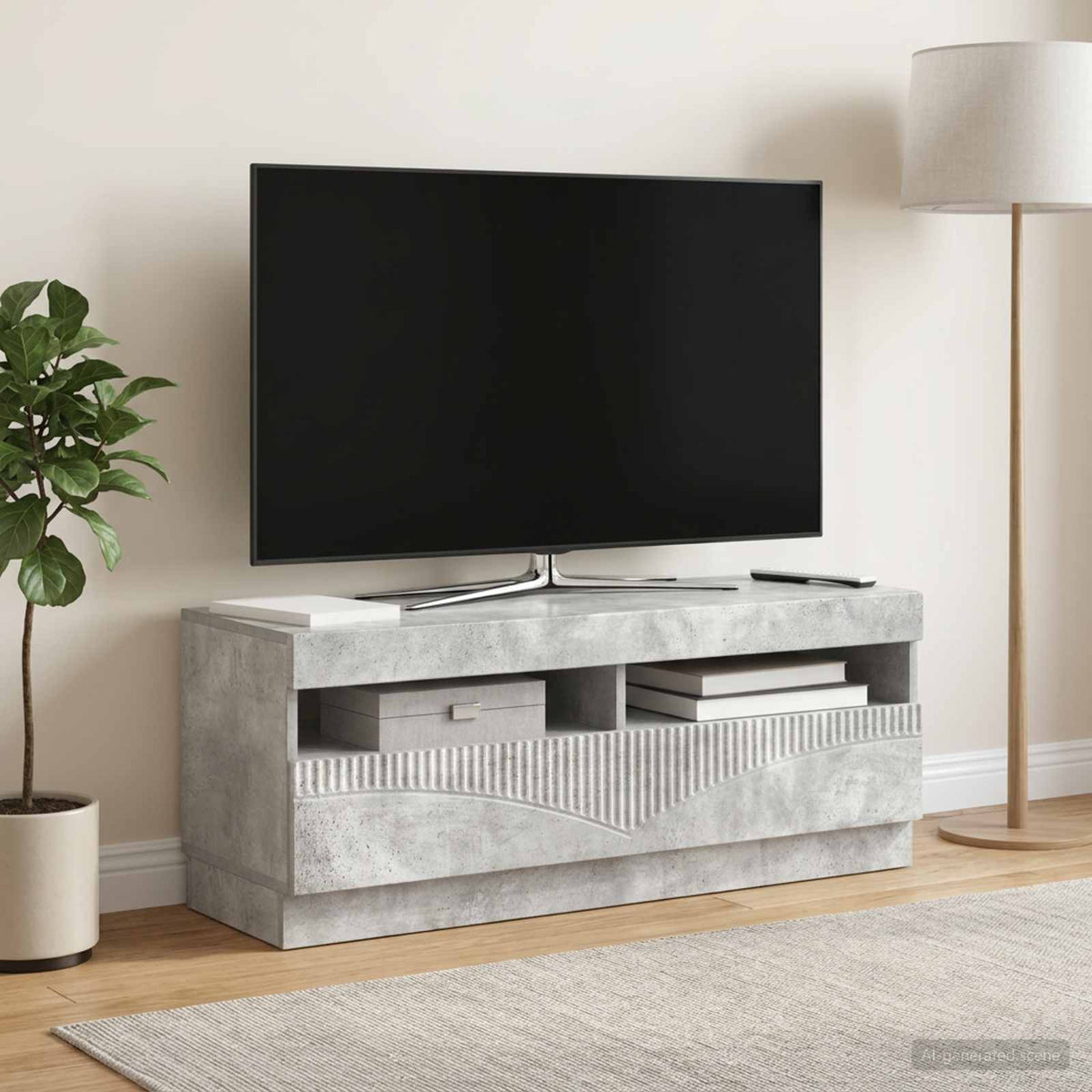 LED-TV-Schrank Betongrau Holzwerkstoff